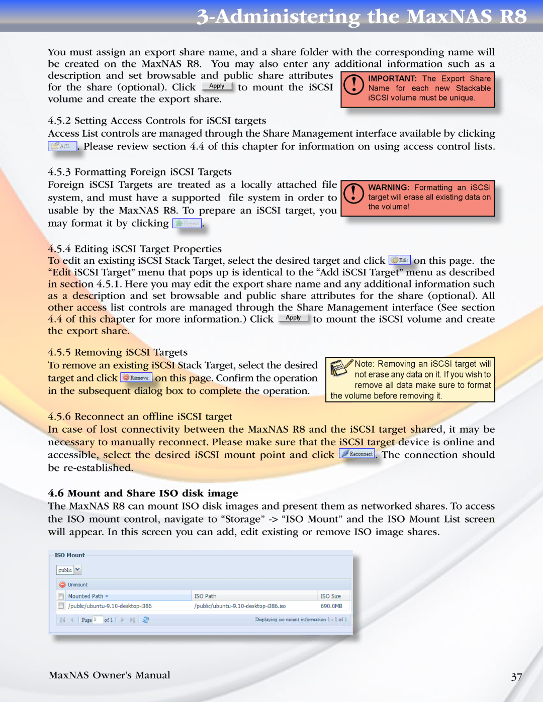 MicroNet Technology R8 manual Mount and Share ISO disk image 