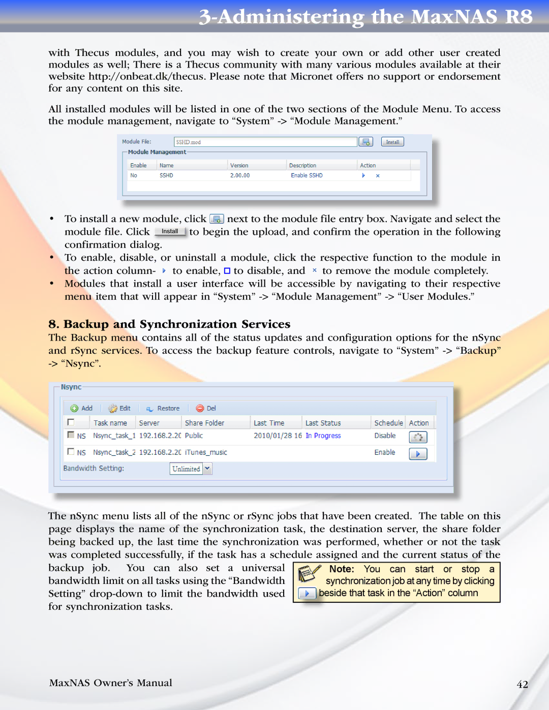 MicroNet Technology R8 manual Backup and Synchronization Services 