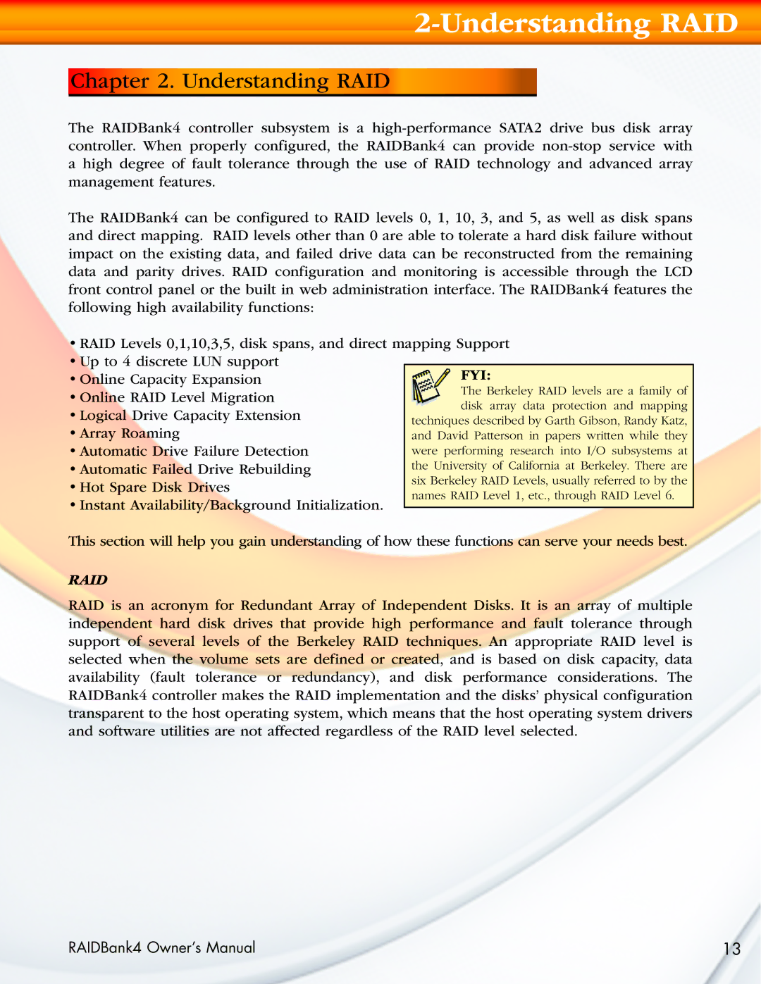 MicroNet Technology RAIDBank4 manual Understanding RAID 