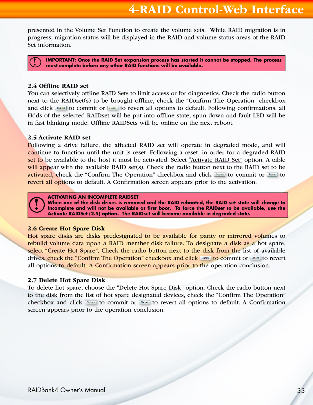 MicroNet Technology RAIDBank4 manual Offline RAID set 