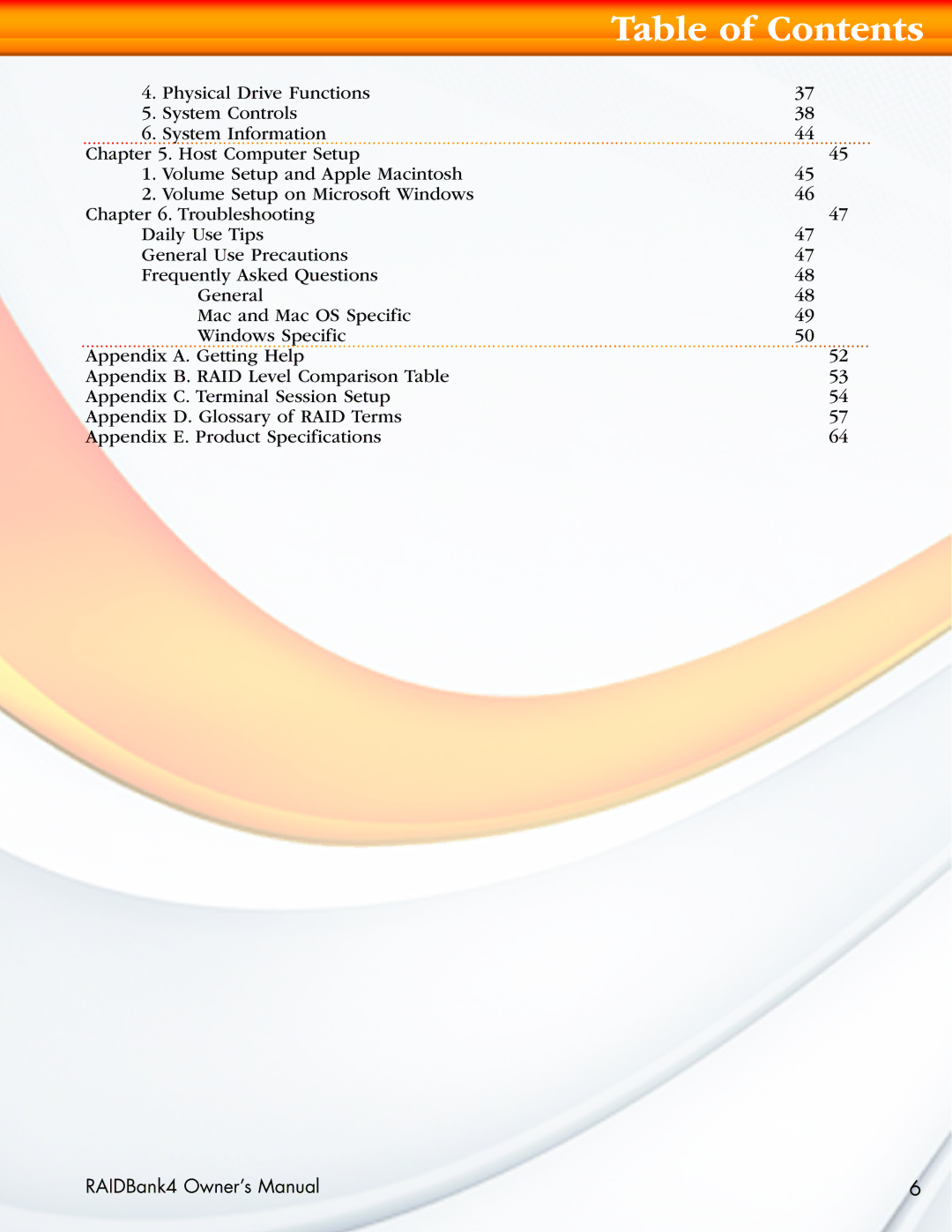 MicroNet Technology RAIDBank4 manual Table of Contents 