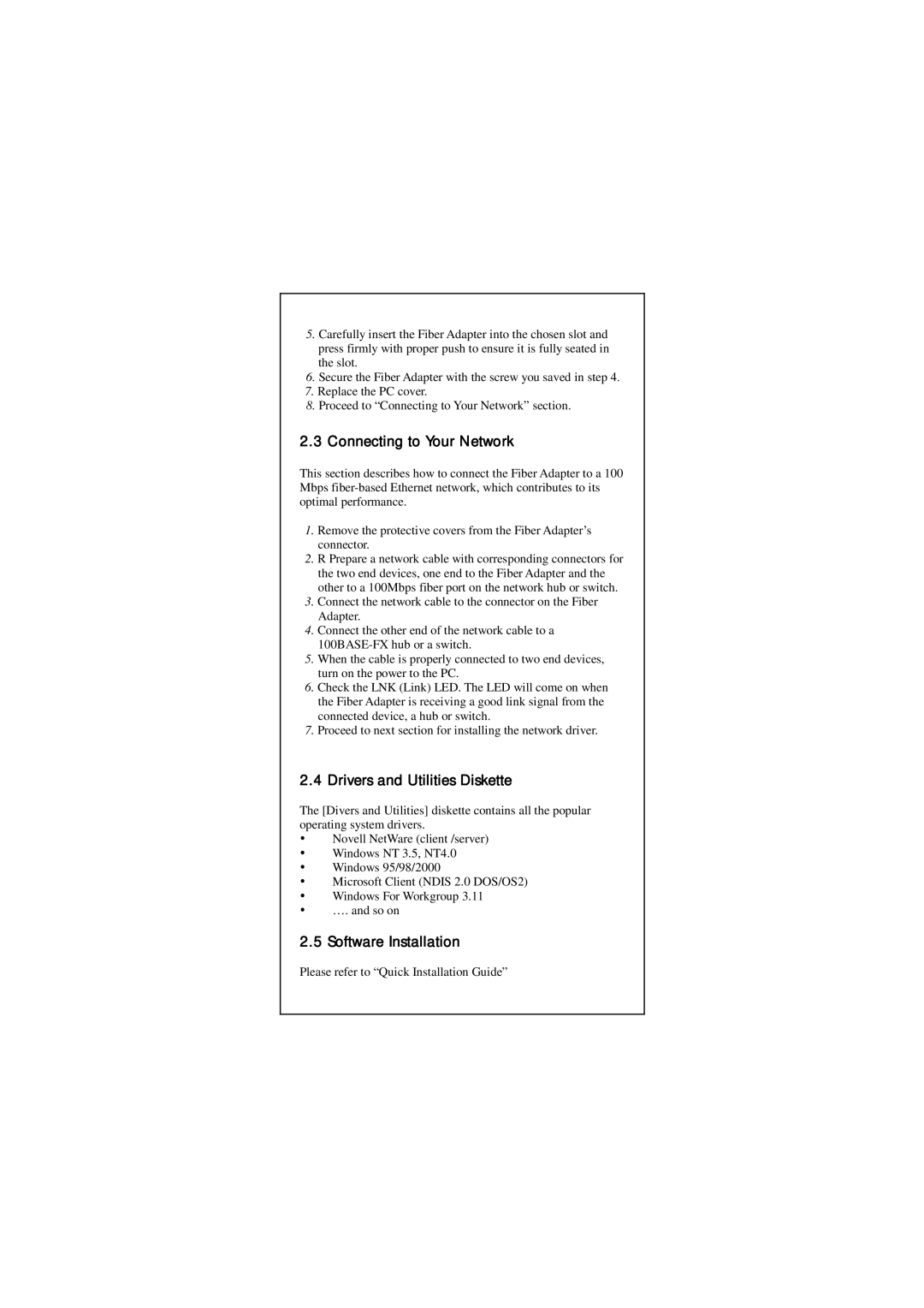 MicroNet Technology SP2515 SERIES manual Connecting to Your Network, Drivers and Utilities Diskette, Software Installation 