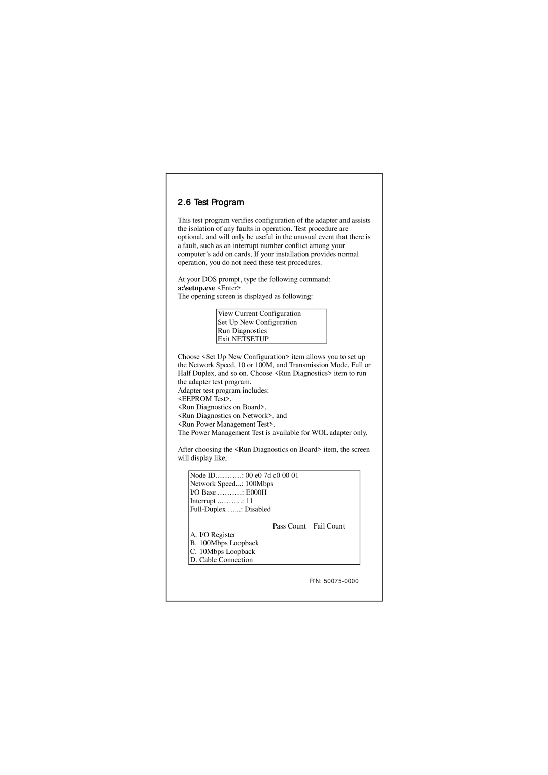 MicroNet Technology SP2515 SERIES manual Test Program 