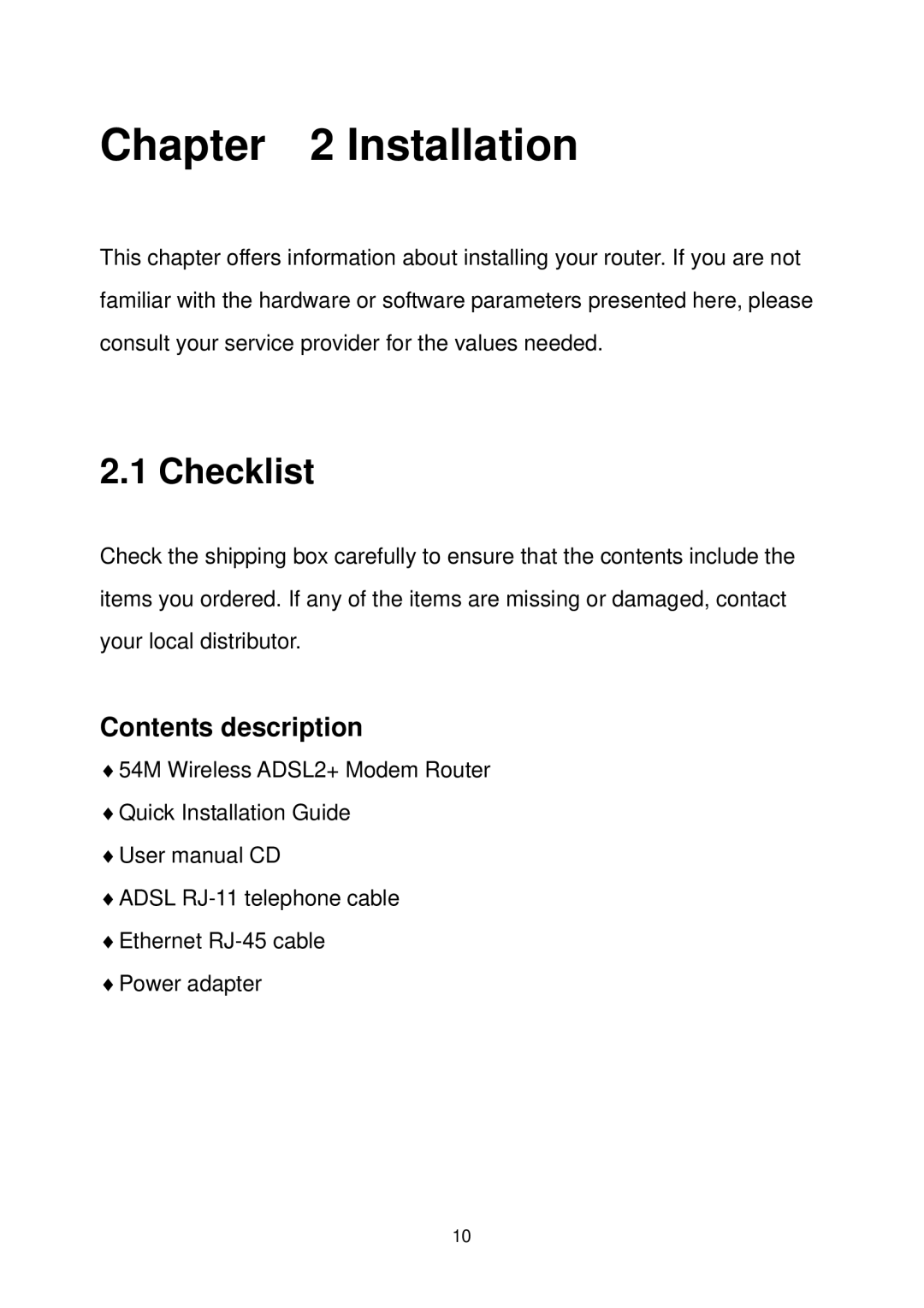 MicroNet Technology SP3367A user manual Installation, Checklist, Contents description 