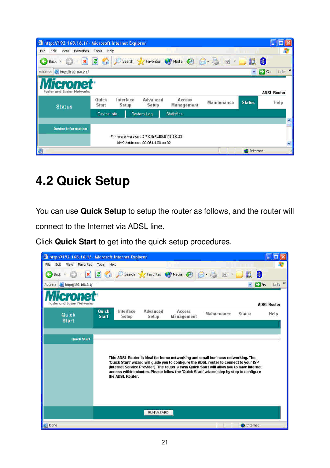 MicroNet Technology SP3367A user manual Quick Setup 