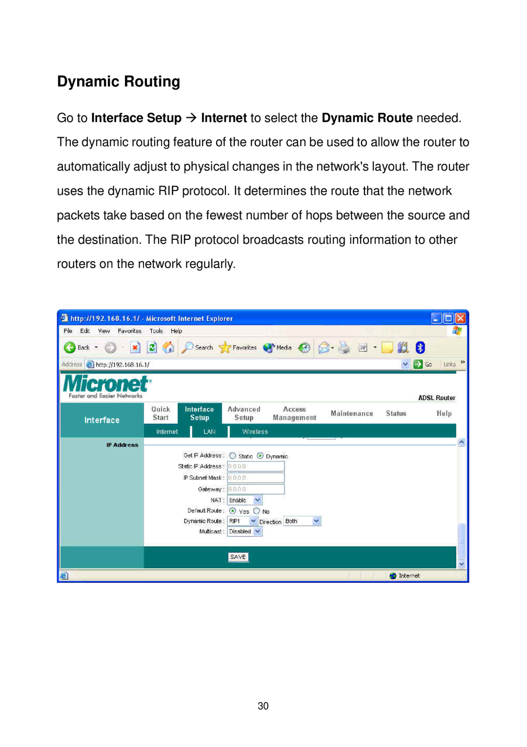 MicroNet Technology SP3367A user manual Dynamic Routing 