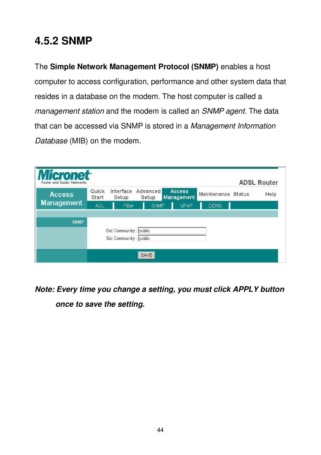 MicroNet Technology SP3367A user manual Snmp 