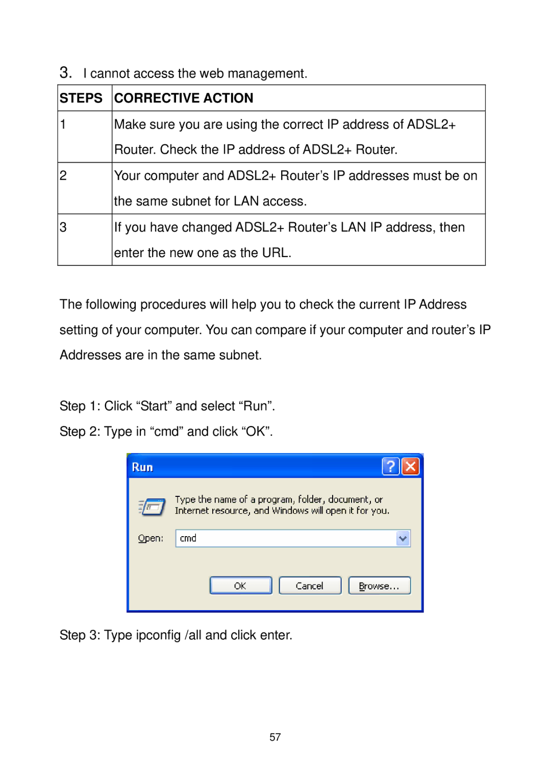 MicroNet Technology SP3367A user manual Cannot access the web management 