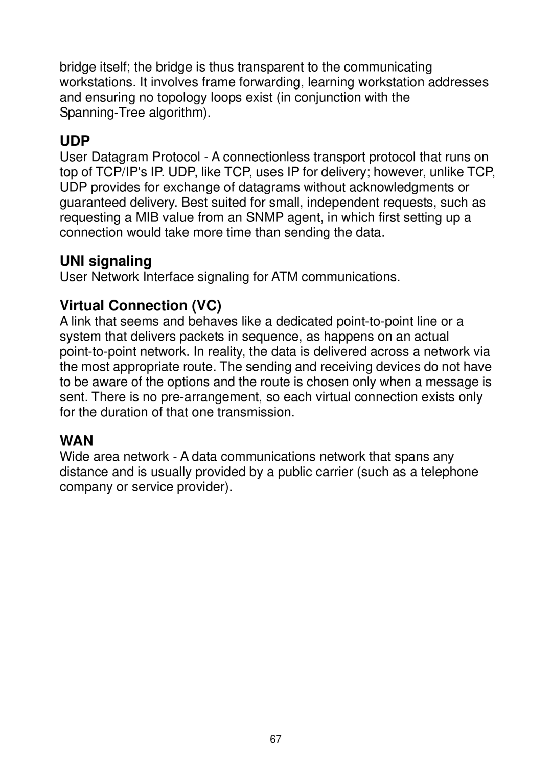 MicroNet Technology SP3367A user manual UNI signaling, Virtual Connection VC 