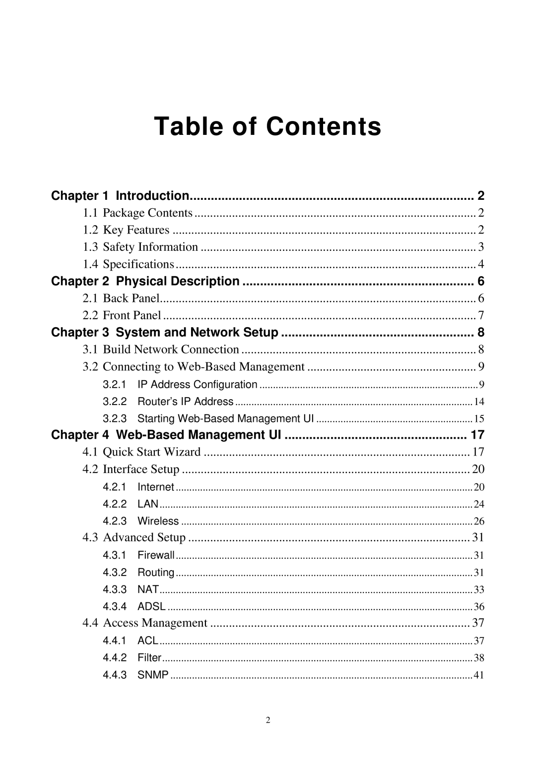 MicroNet Technology SP3367N user manual Table of Contents 