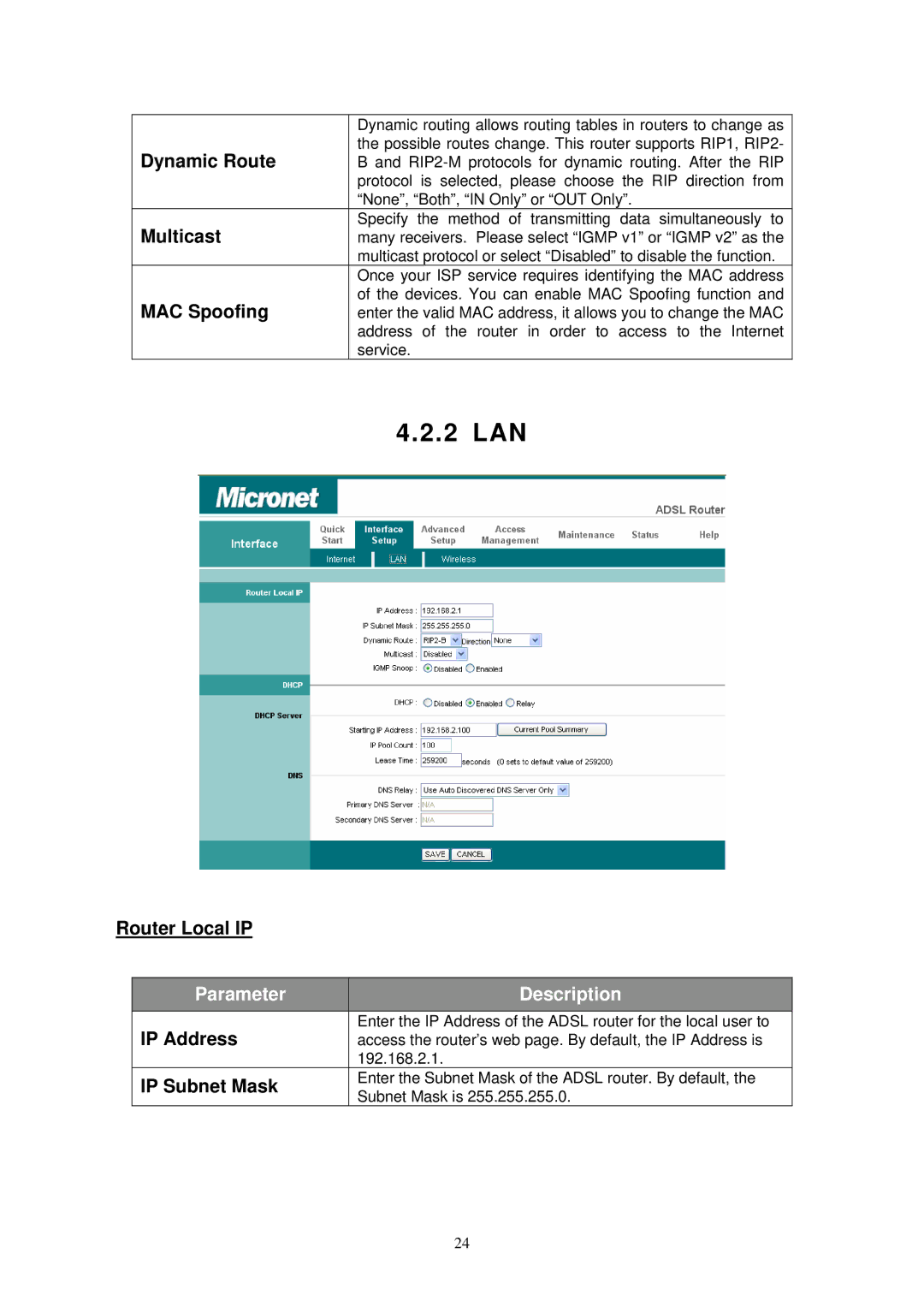 MicroNet Technology SP3367N user manual 2 LAN 