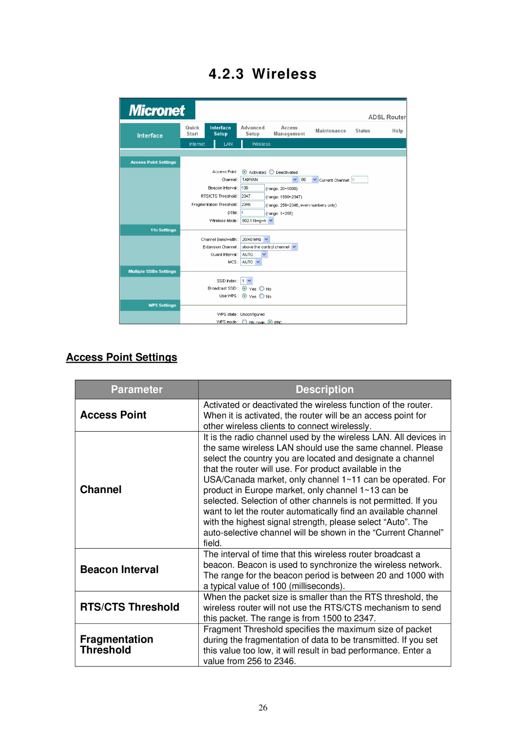 MicroNet Technology SP3367N user manual Wireless 