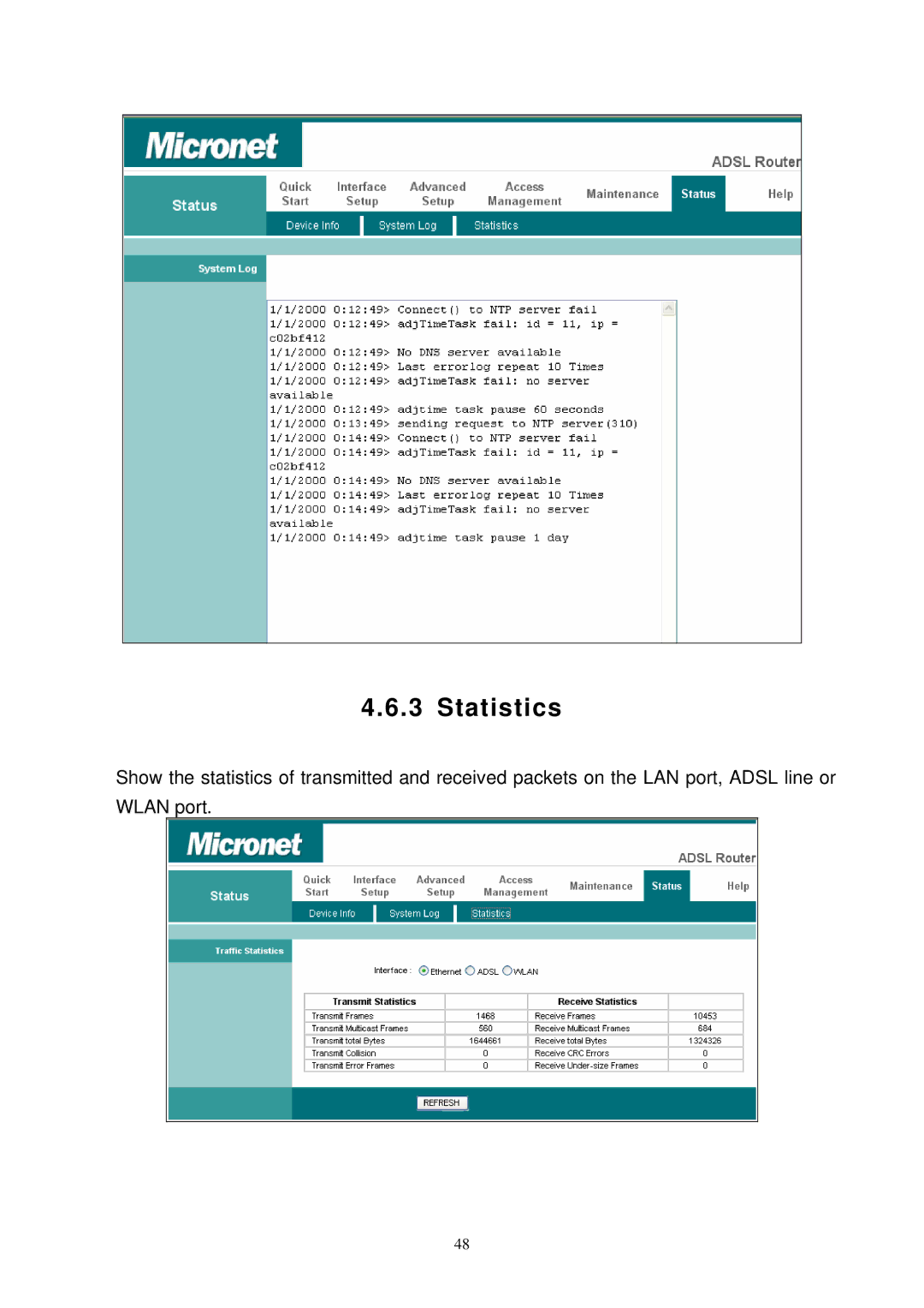 MicroNet Technology SP3367N user manual Statistics 