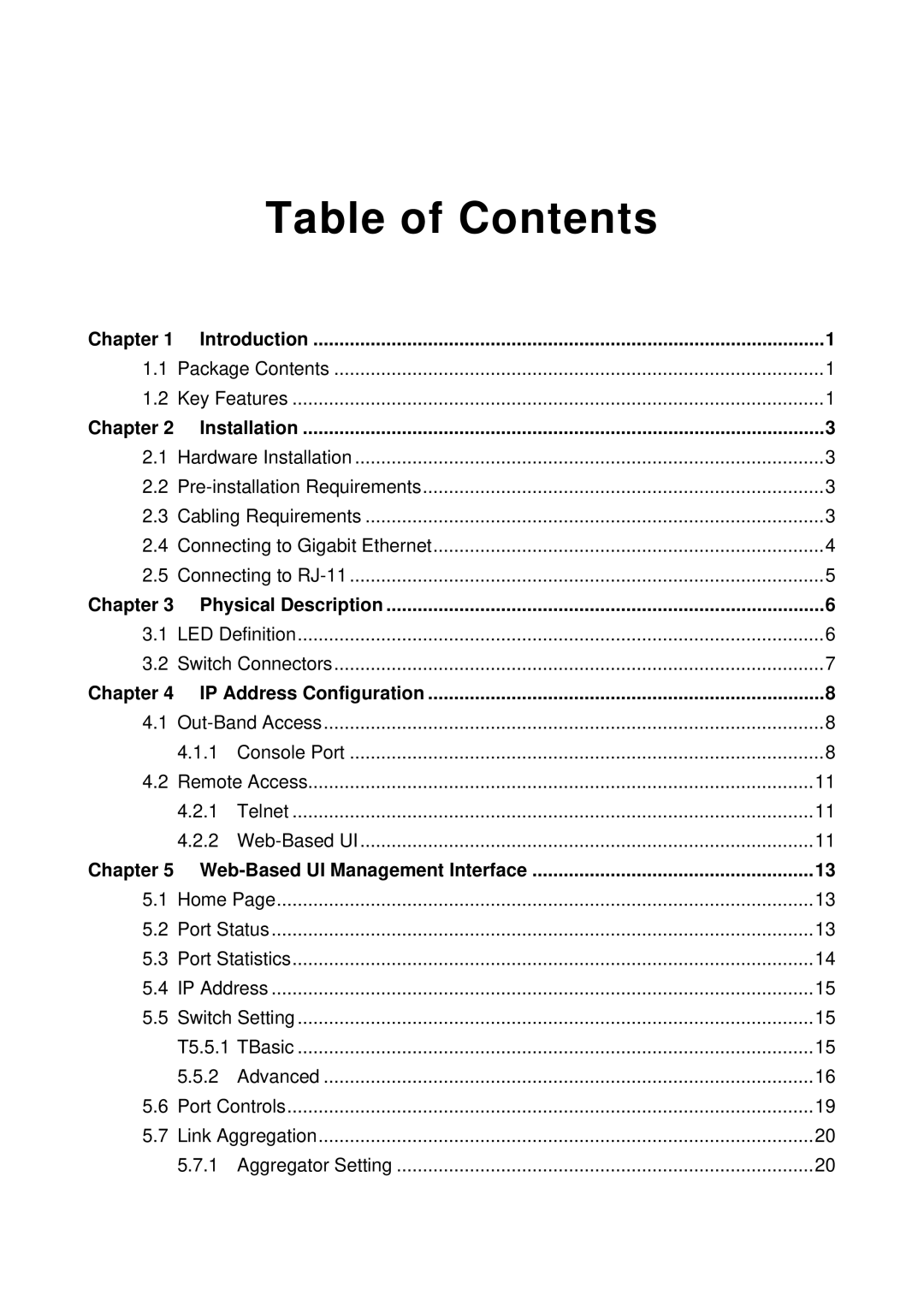 MicroNet Technology SP3508A manual Table of Contents 