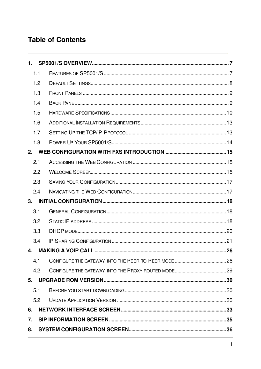 MicroNet Technology SP5001/S user manual Table of Contents 