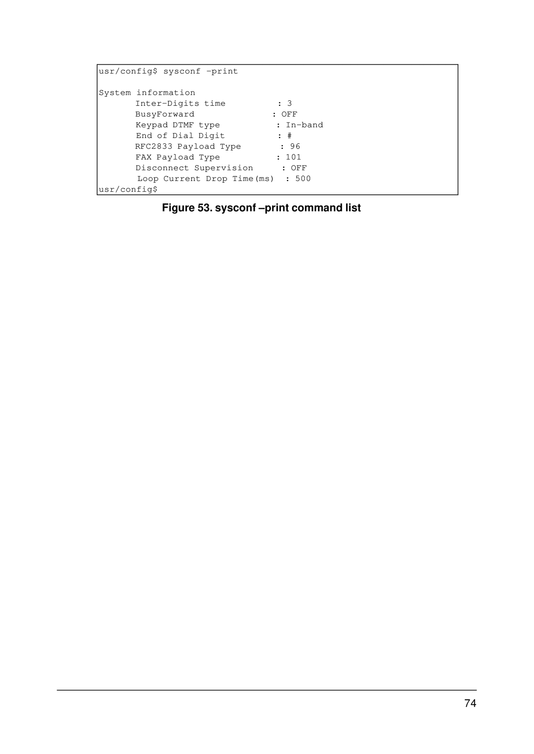 MicroNet Technology SP5001/S user manual Sysconf -print command list 