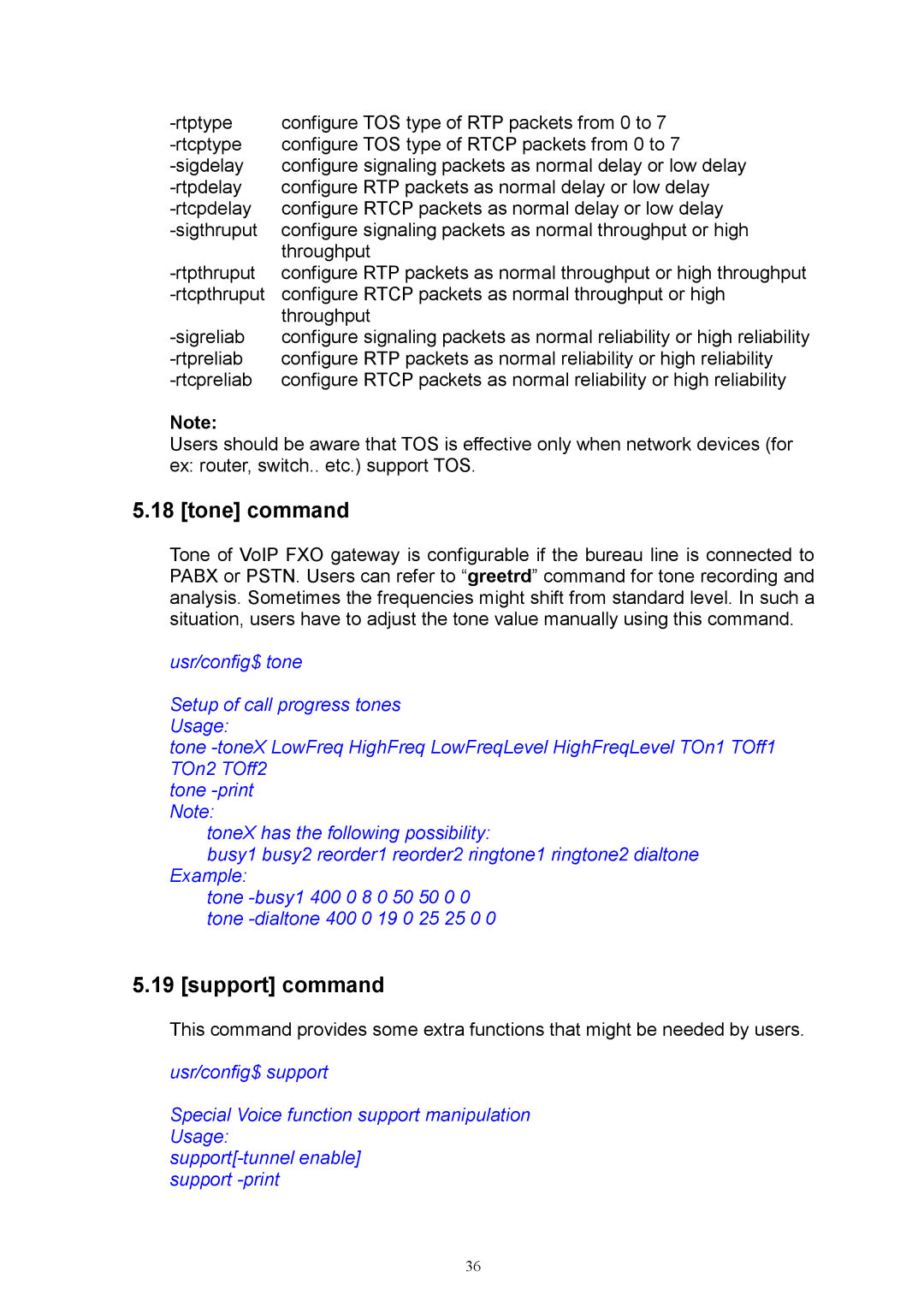 MicroNet Technology SP5050, SP5052, SP5054 user manual Tone command, Support command 