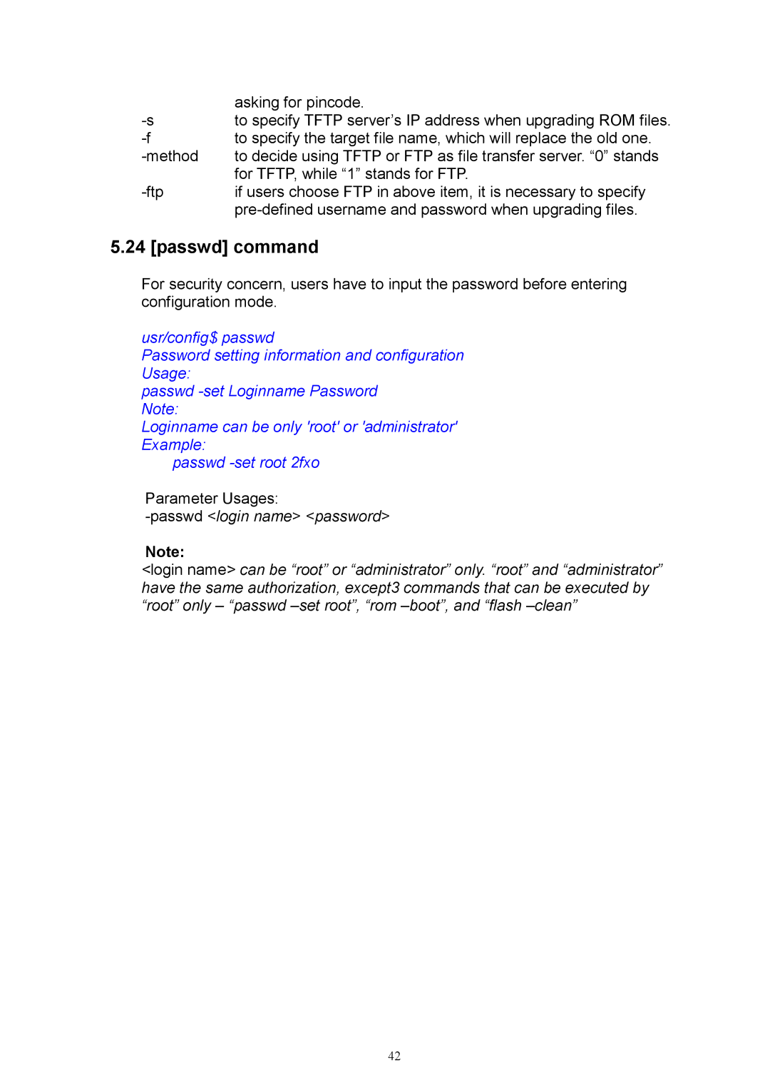 MicroNet Technology SP5050, SP5052, SP5054 user manual Passwd command 