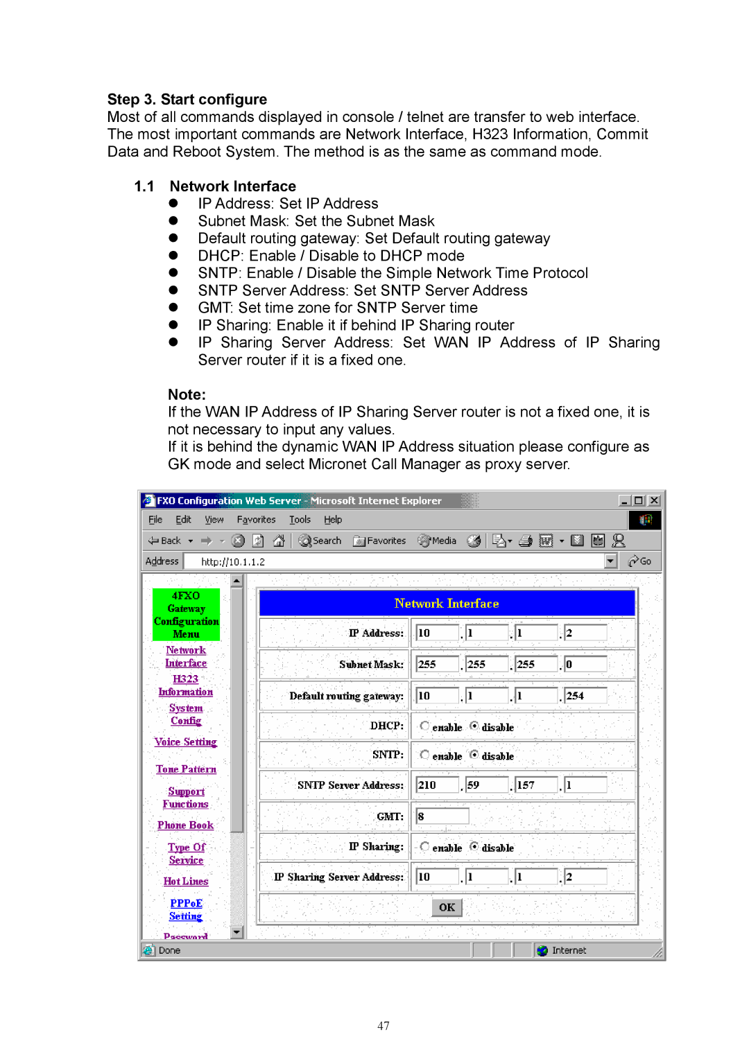 MicroNet Technology SP5054, SP5050, SP5052 user manual Start configure, Network Interface 