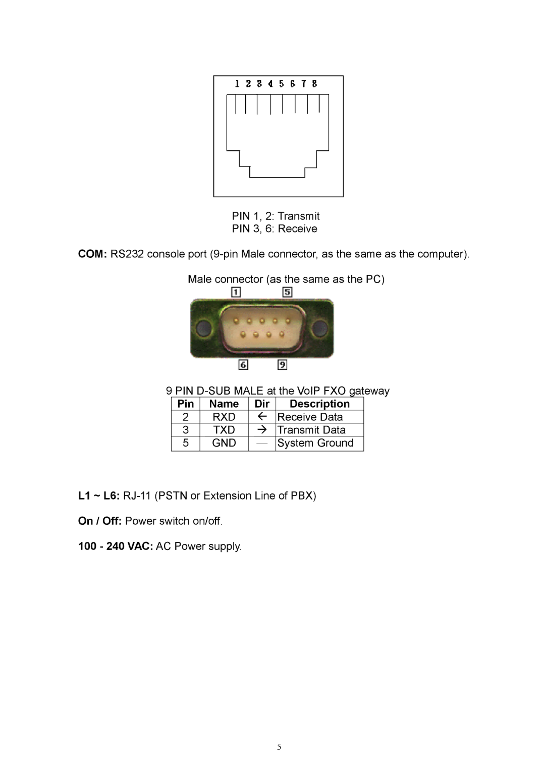 MicroNet Technology SP5054, SP5050, SP5052 user manual Pin Name Dir Description, Gnd 