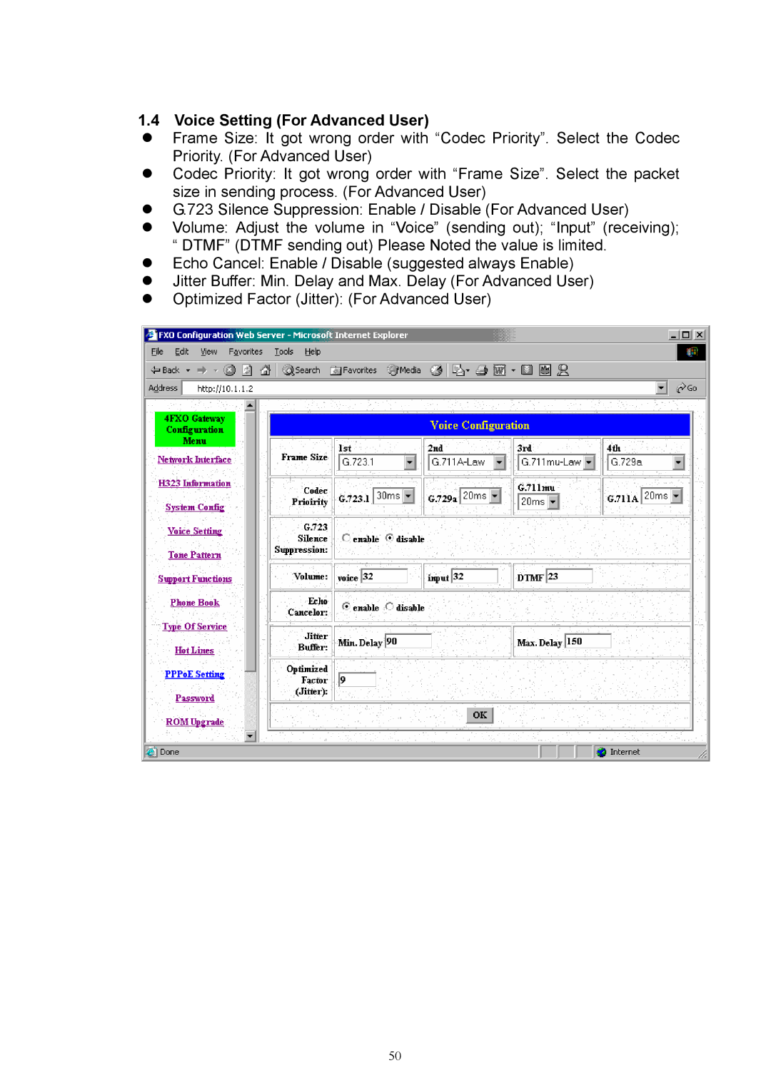 MicroNet Technology SP5054, SP5050, SP5052 user manual Voice Setting For Advanced User 