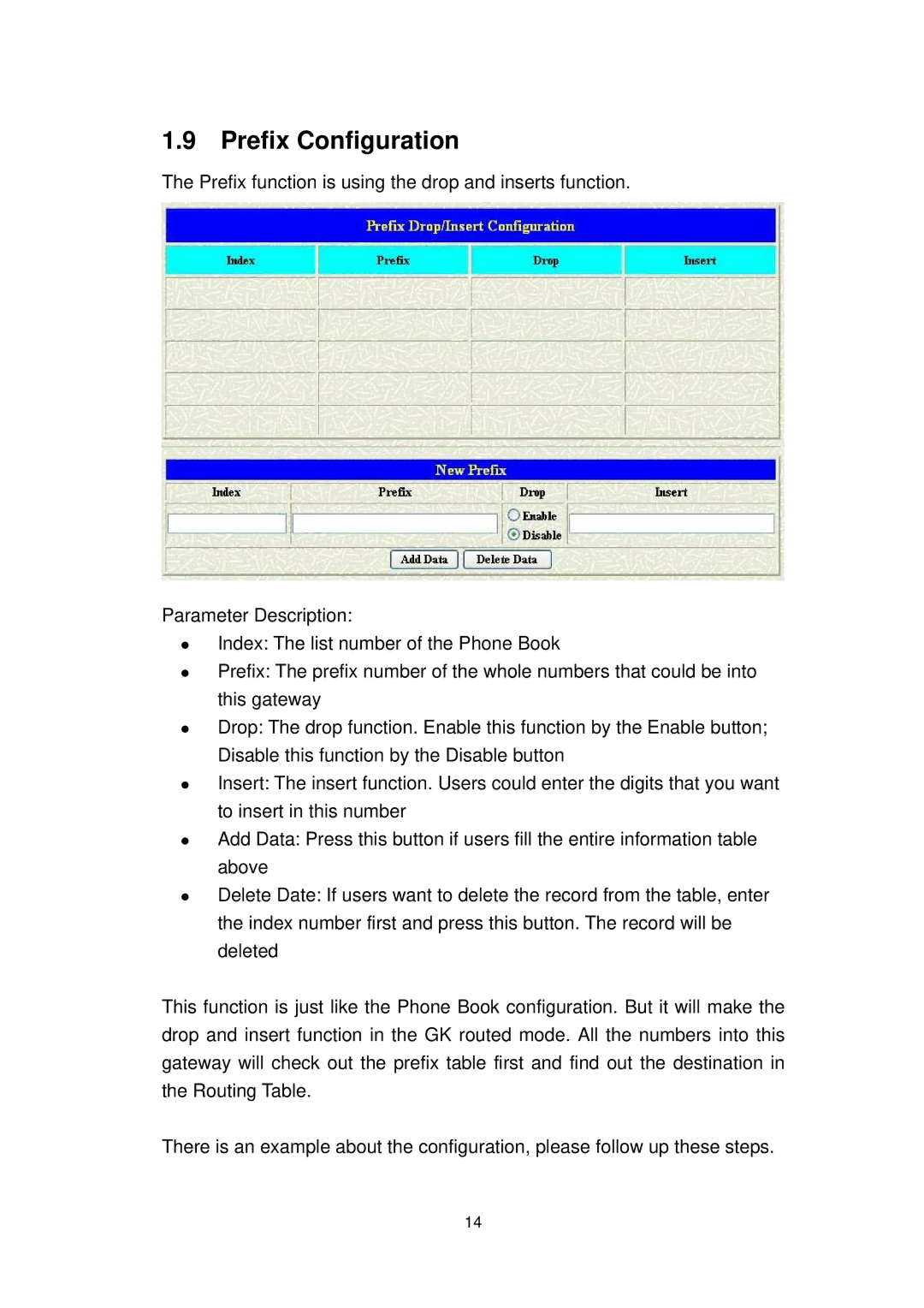 MicroNet Technology SP5054A/S, SP5052A/S user manual Prefix Configuration 