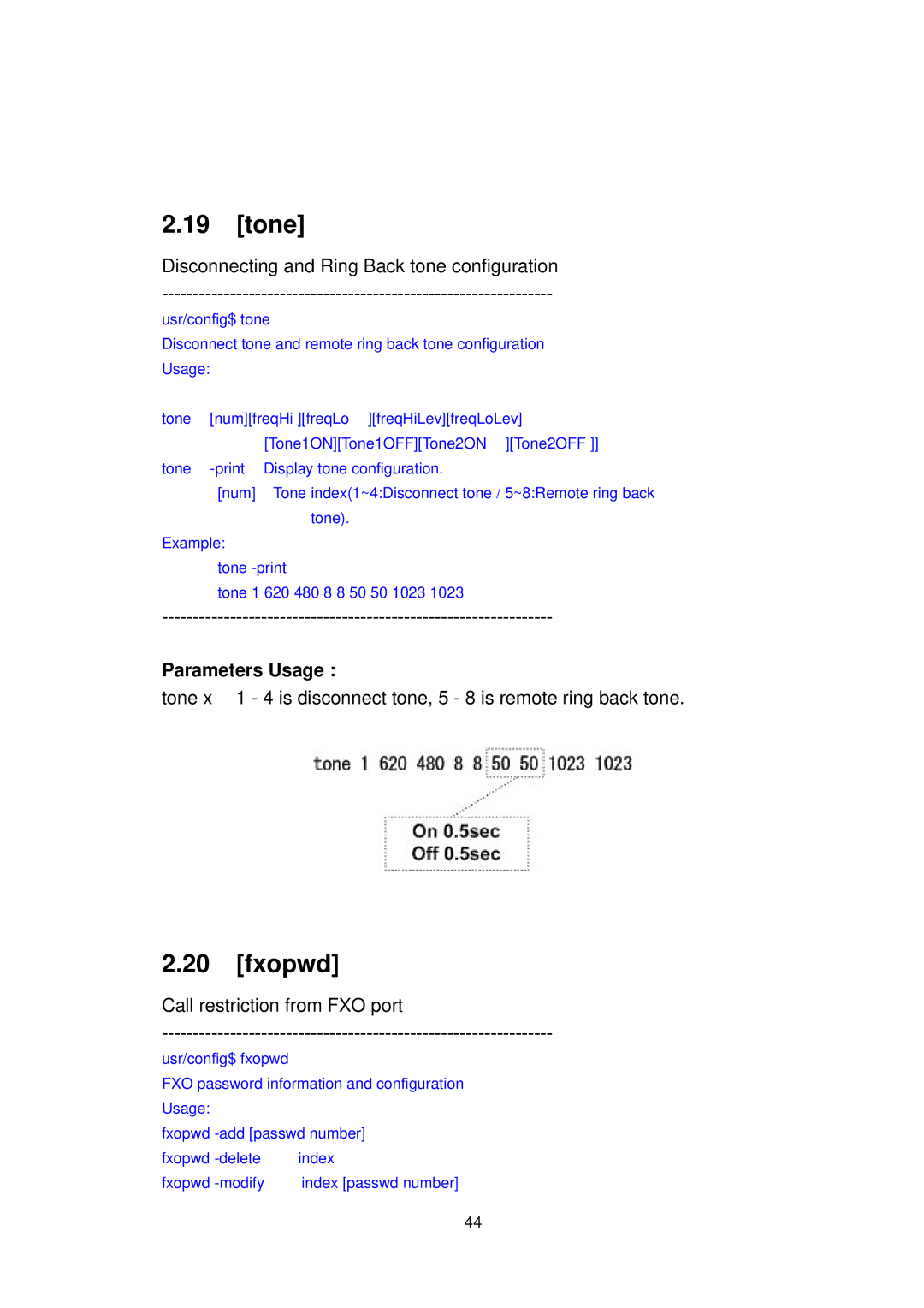 MicroNet Technology SP5054A/S, SP5052A/S user manual Tone, Fxopwd 