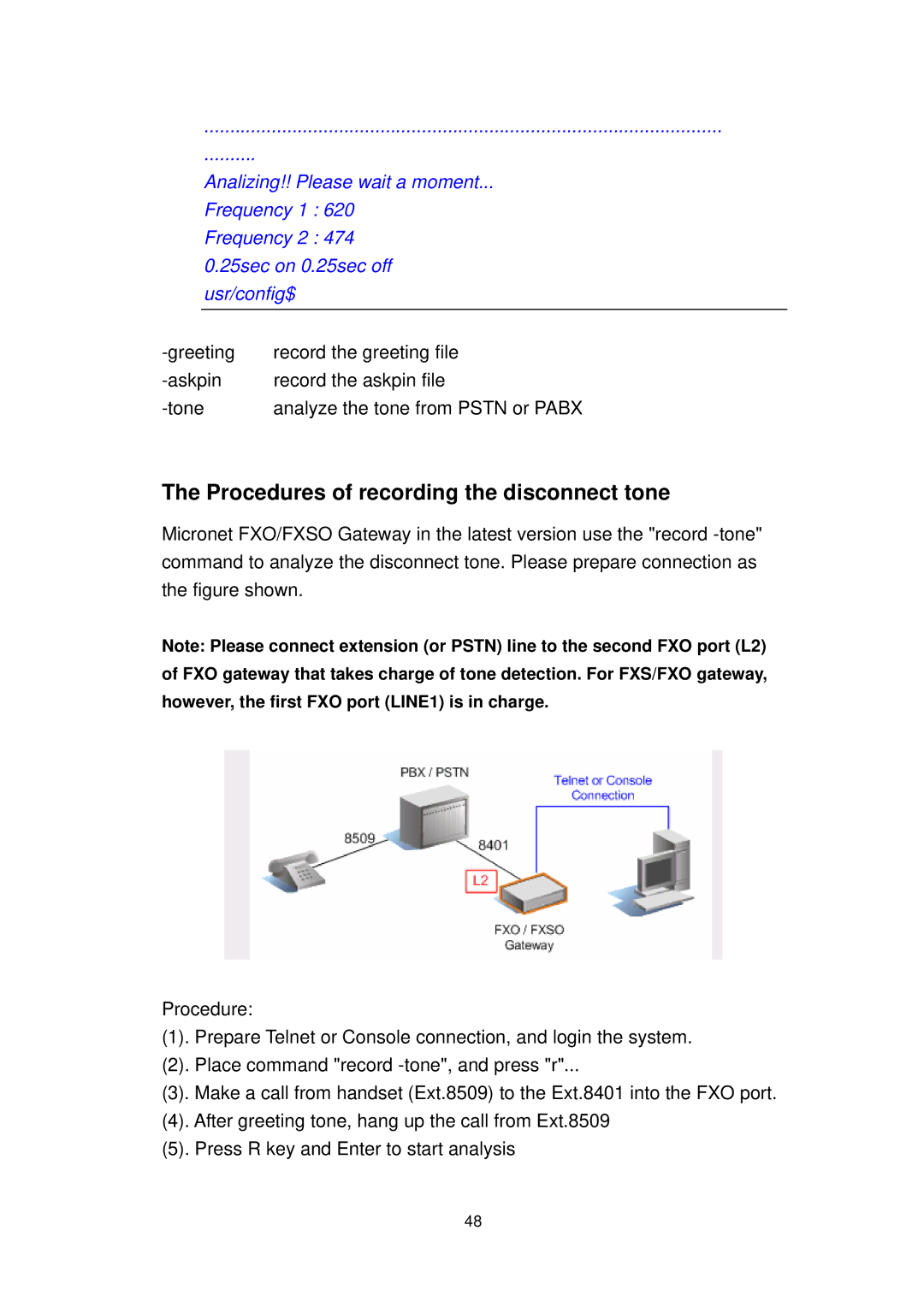 MicroNet Technology SP5054A/S, SP5052A/S user manual Procedures of recording the disconnect tone 