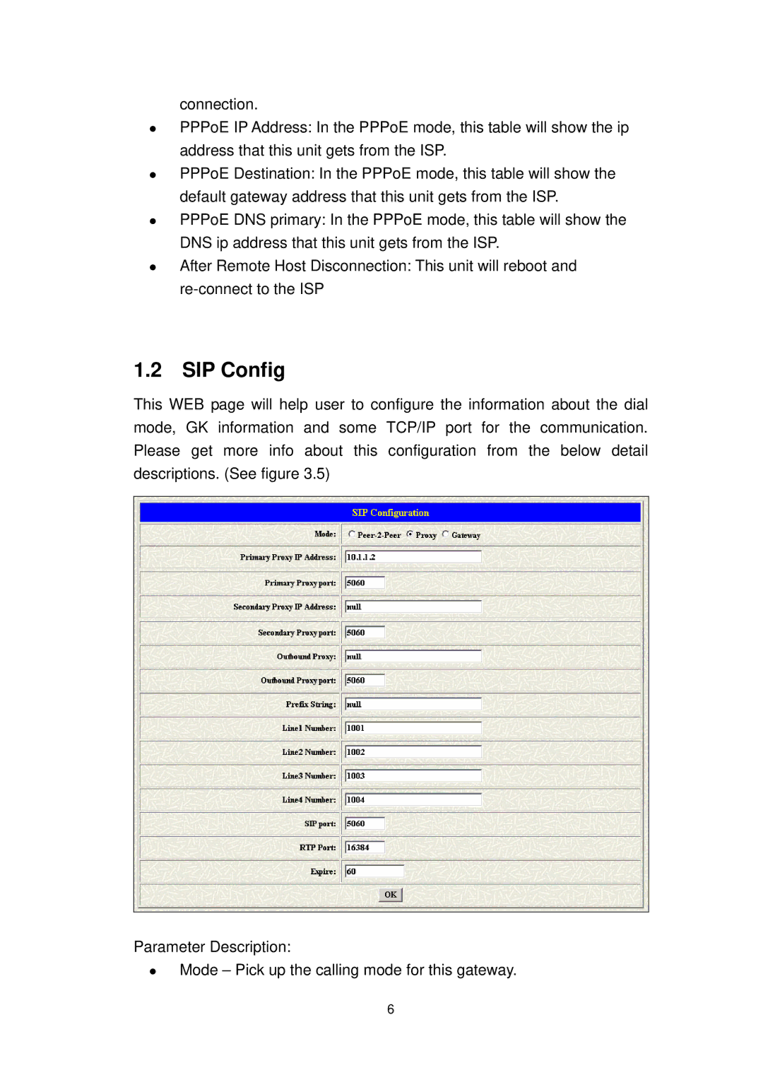 MicroNet Technology SP5054A/S, SP5052A/S user manual SIP Config 