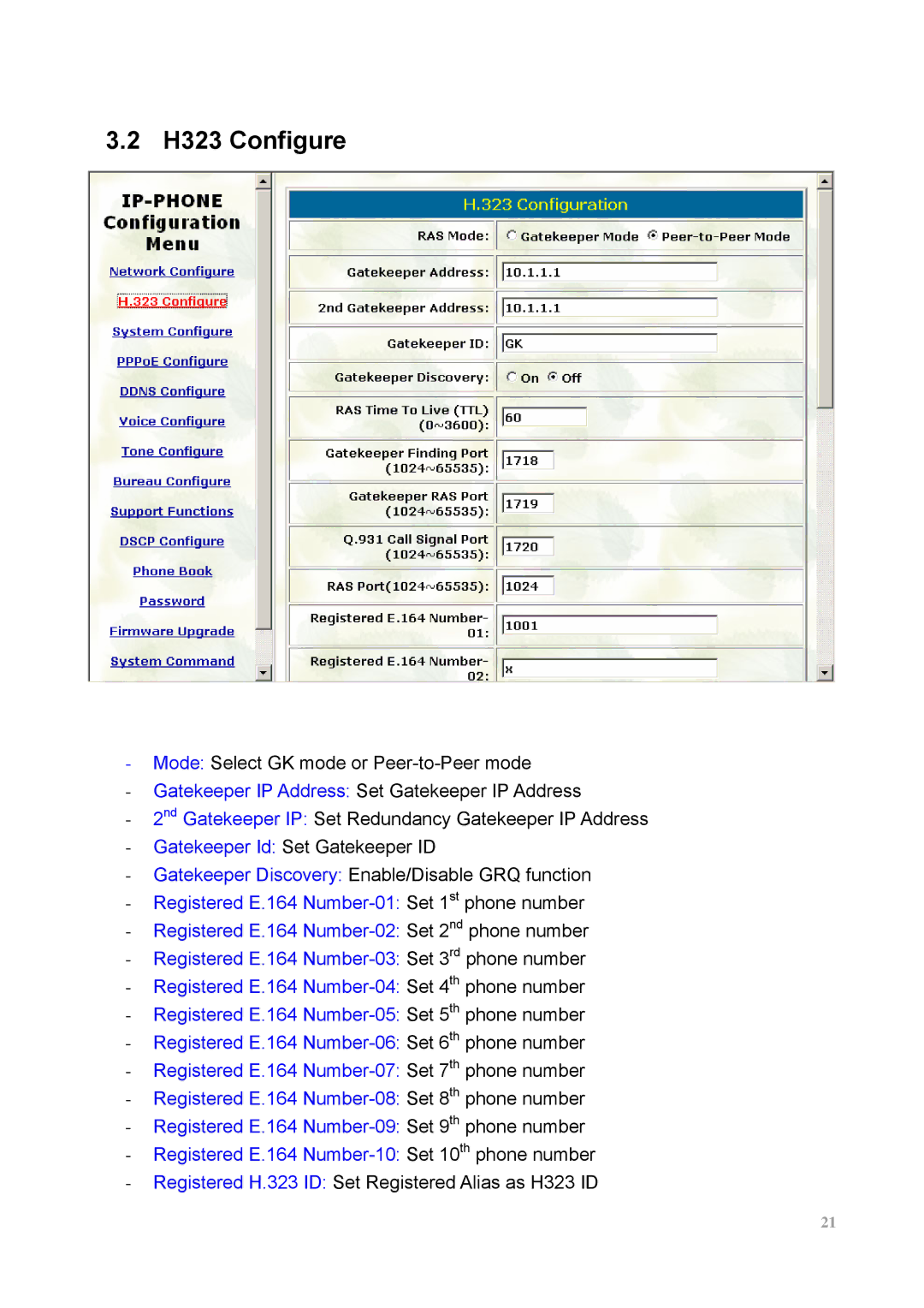 MicroNet Technology SP5100 user manual H323 Configure 