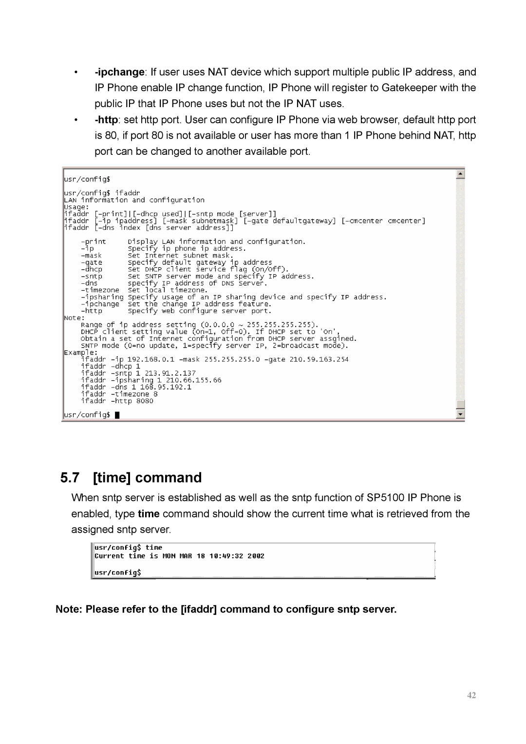 MicroNet Technology SP5100 user manual Time command 