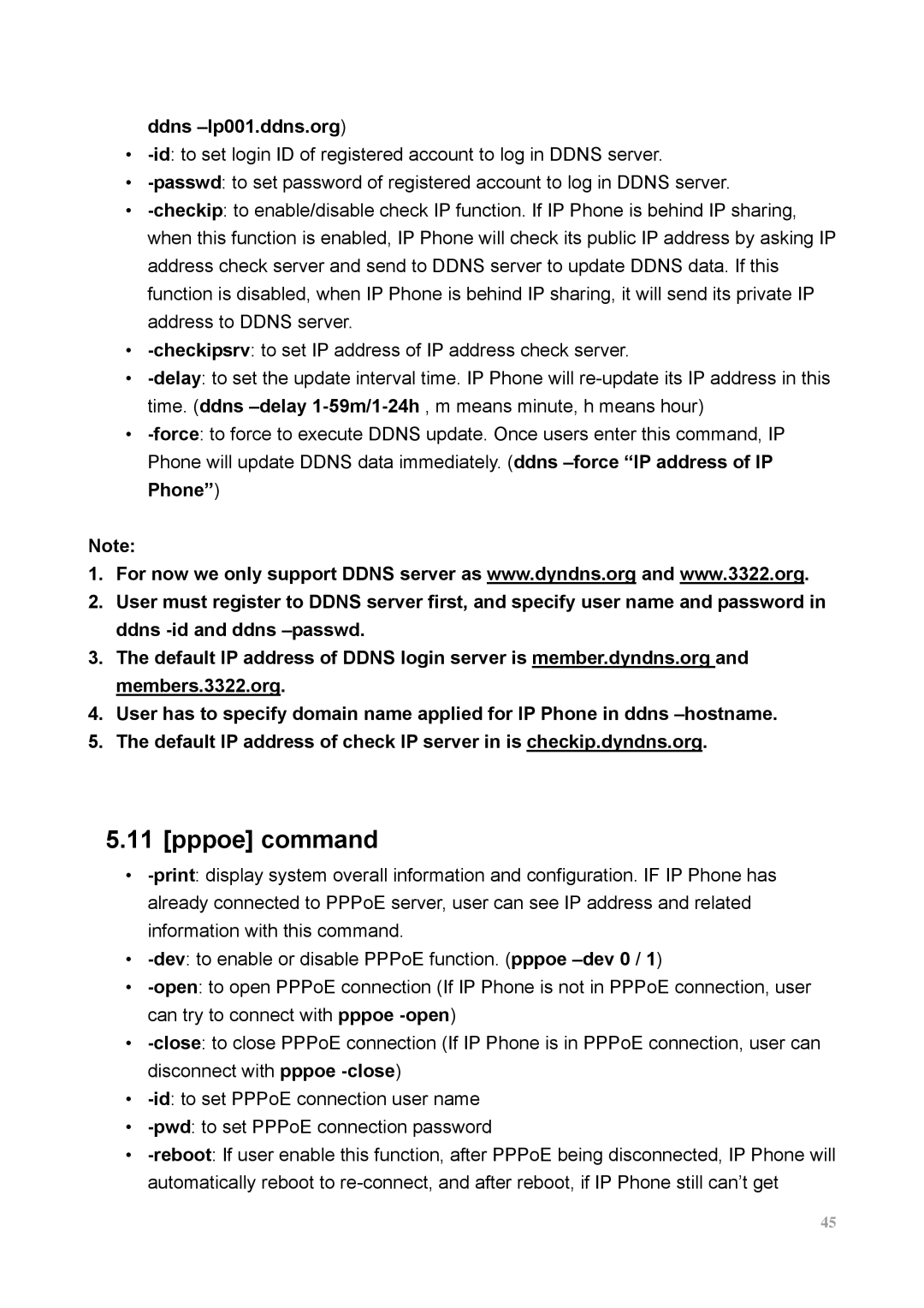 MicroNet Technology SP5100 user manual Pppoe command, Ddns -lp001.ddns.org 