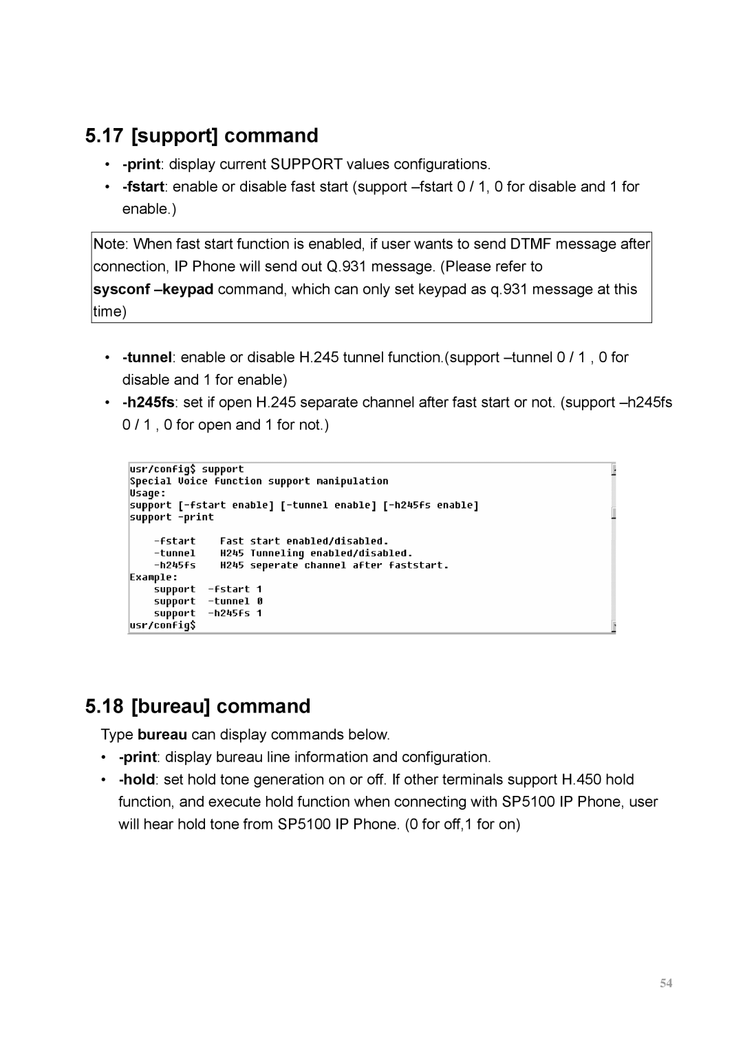 MicroNet Technology SP5100 user manual Support command, Bureau command 