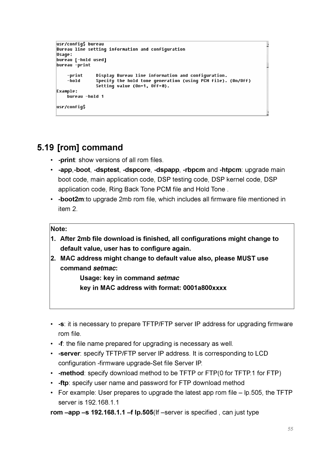 MicroNet Technology SP5100 user manual Rom command 