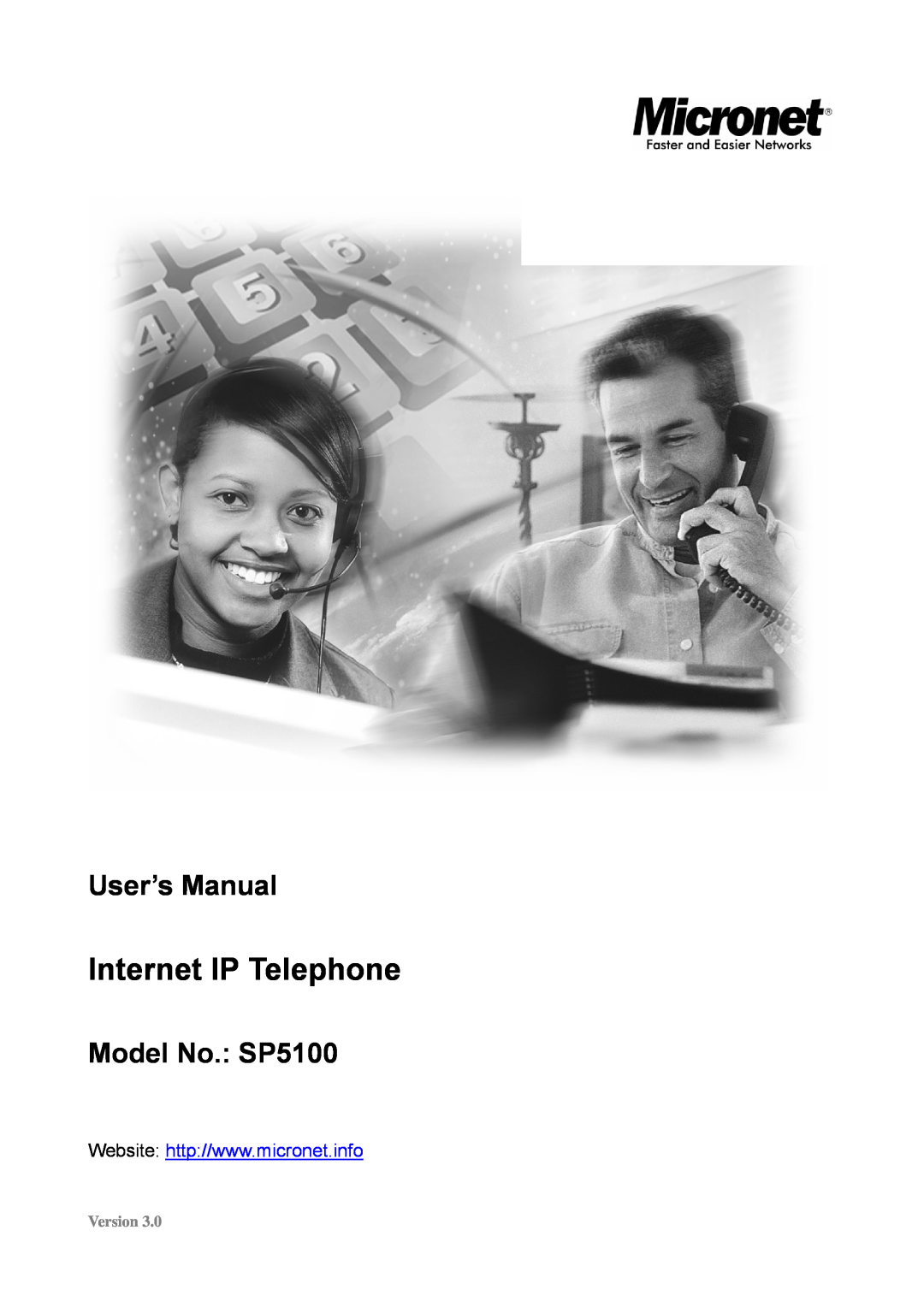 MicroNet Technology user manual Internet IP Telephone, User’s Manual, Model No. SP5100, Version 