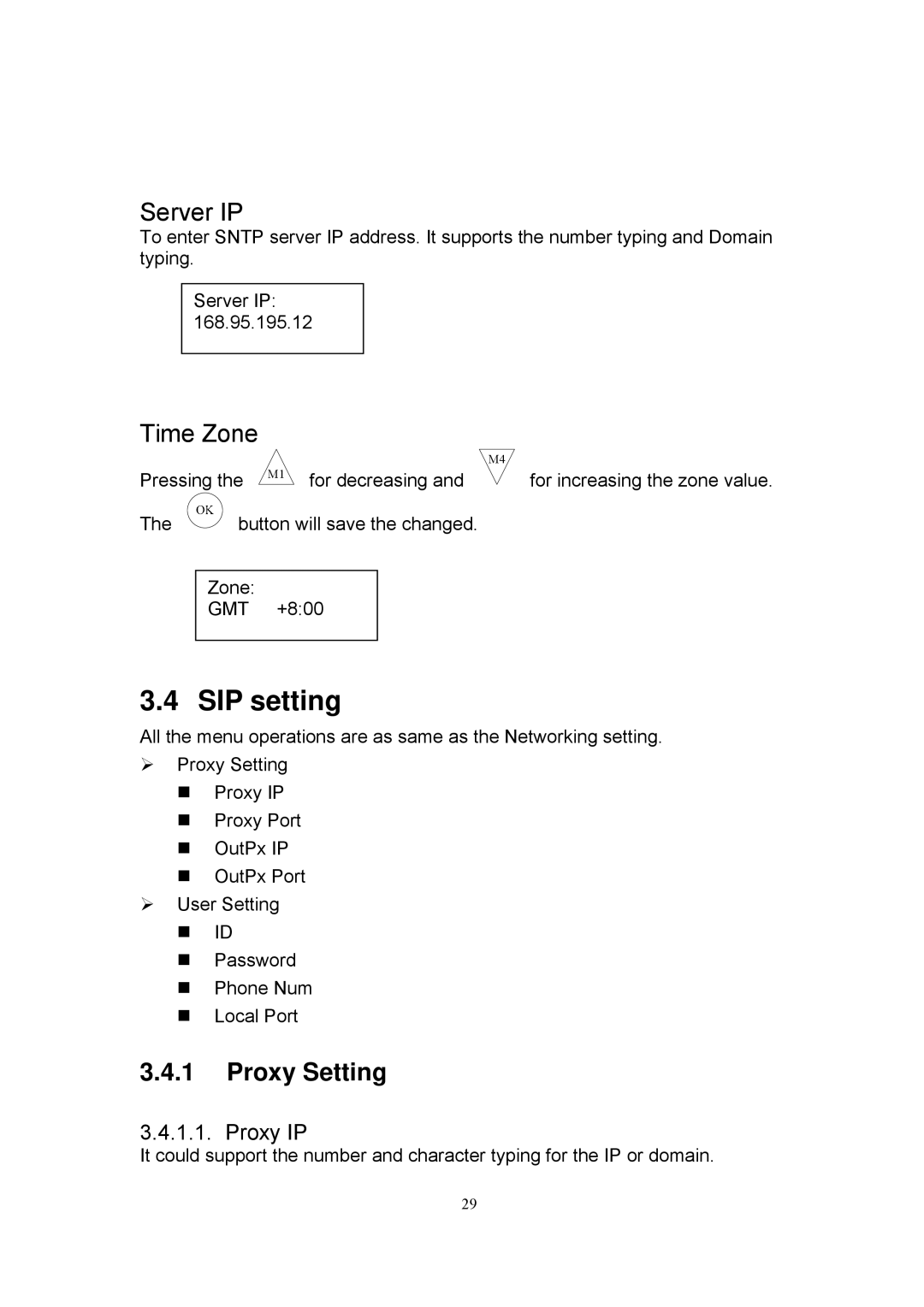 MicroNet Technology SP5101 manual SIP setting, Proxy Setting 