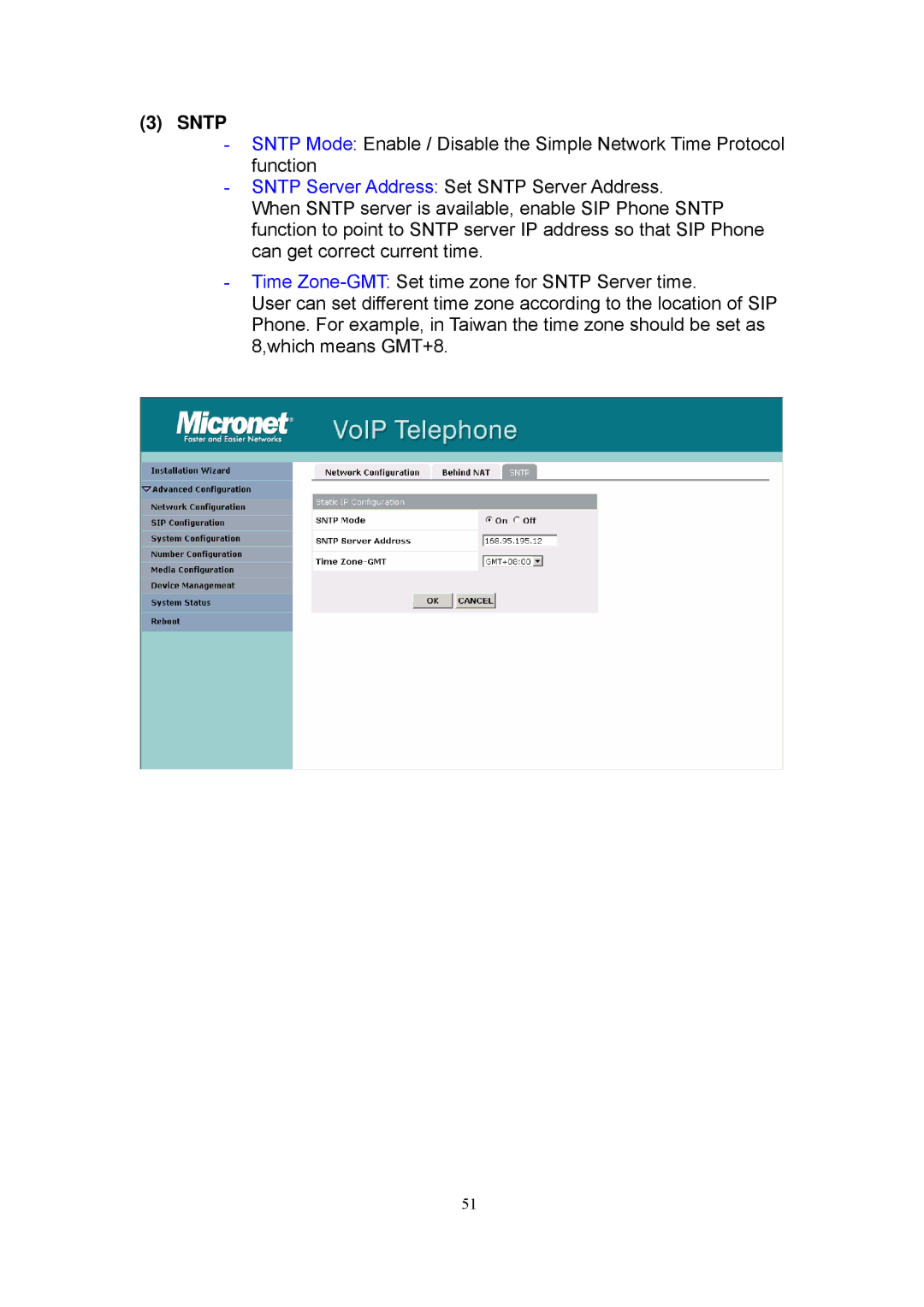 MicroNet Technology SP5101 manual Sntp 