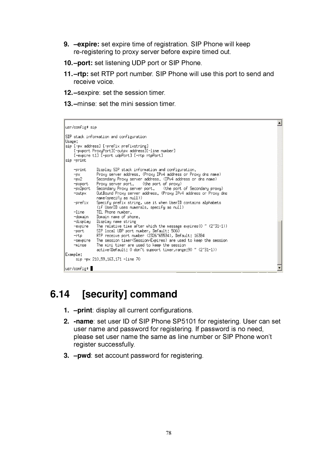 MicroNet Technology SP5101 manual Security command 