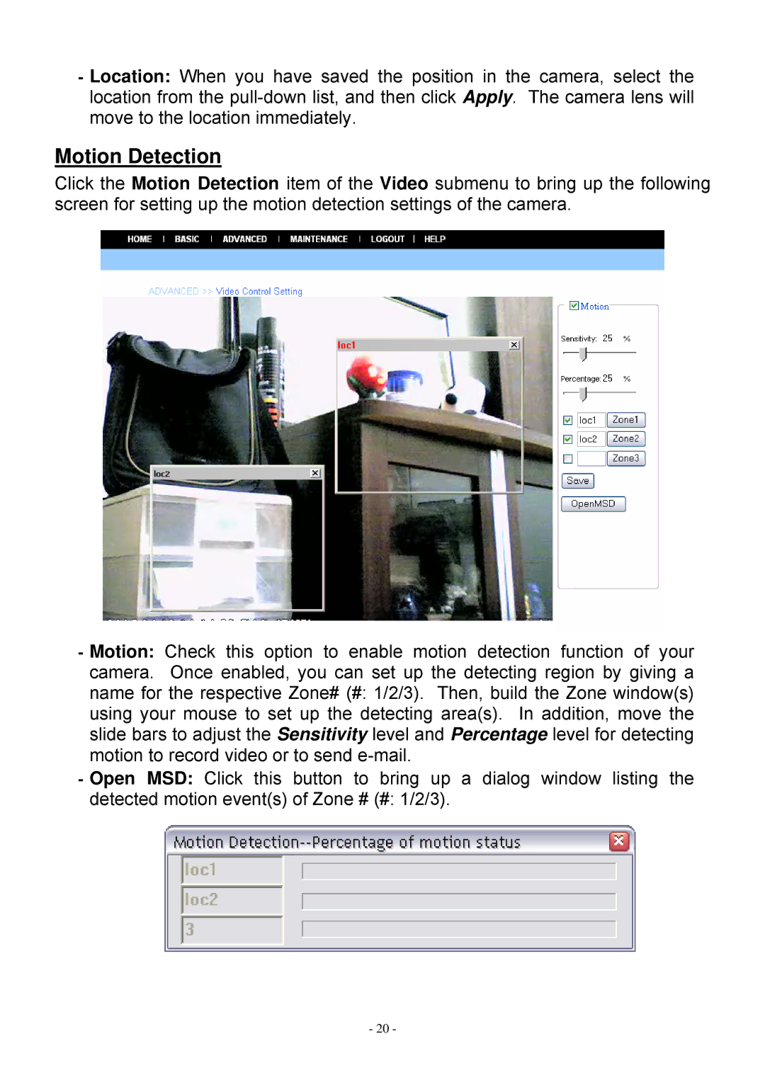 MicroNet Technology SP5530 user manual Motion Detection 