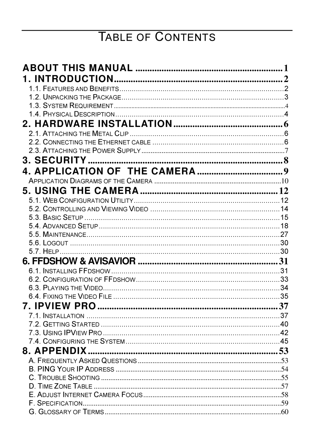 MicroNet Technology SP5530 user manual Table of Contents 