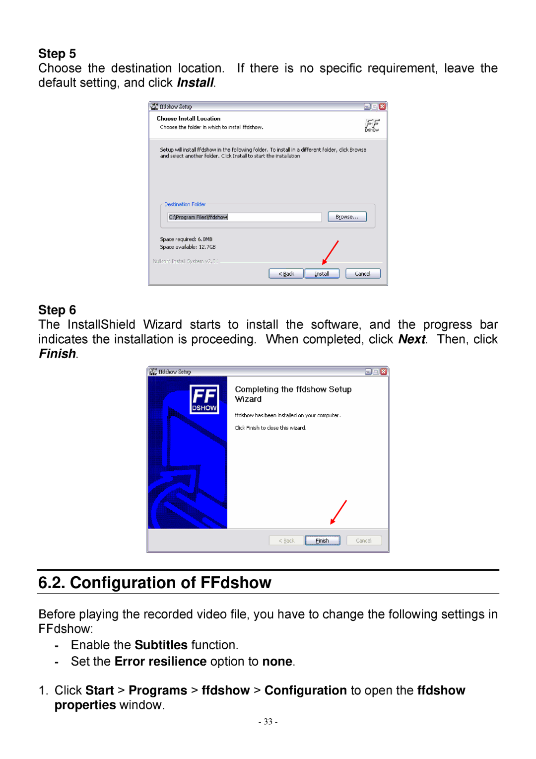 MicroNet Technology SP5530 user manual Configuration of FFdshow 