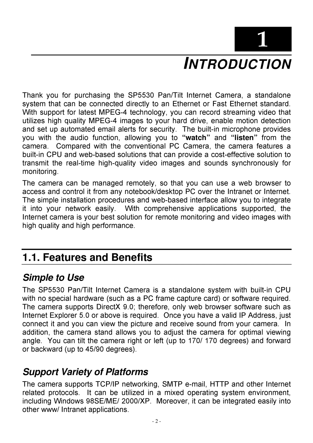 MicroNet Technology SP5530 user manual Introduction, Simple to Use, Support Variety of Platforms 