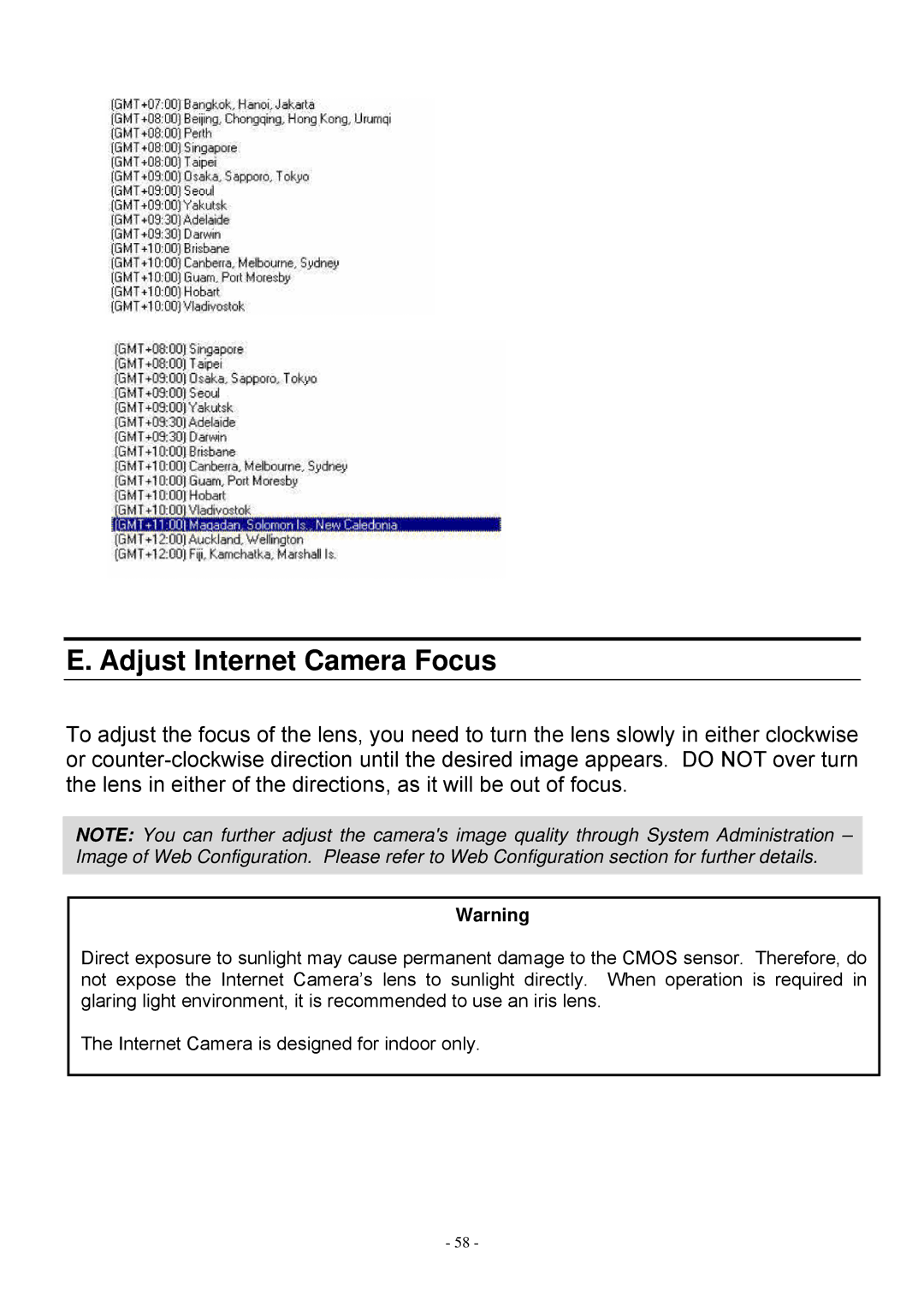 MicroNet Technology SP5530 user manual Adjust Internet Camera Focus 