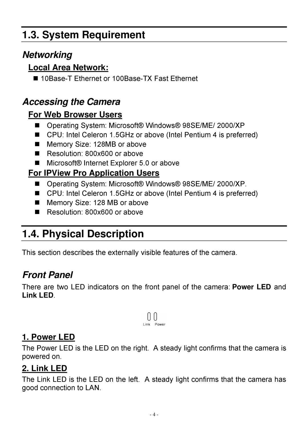 MicroNet Technology SP5530 user manual Networking, Accessing the Camera, Front Panel 