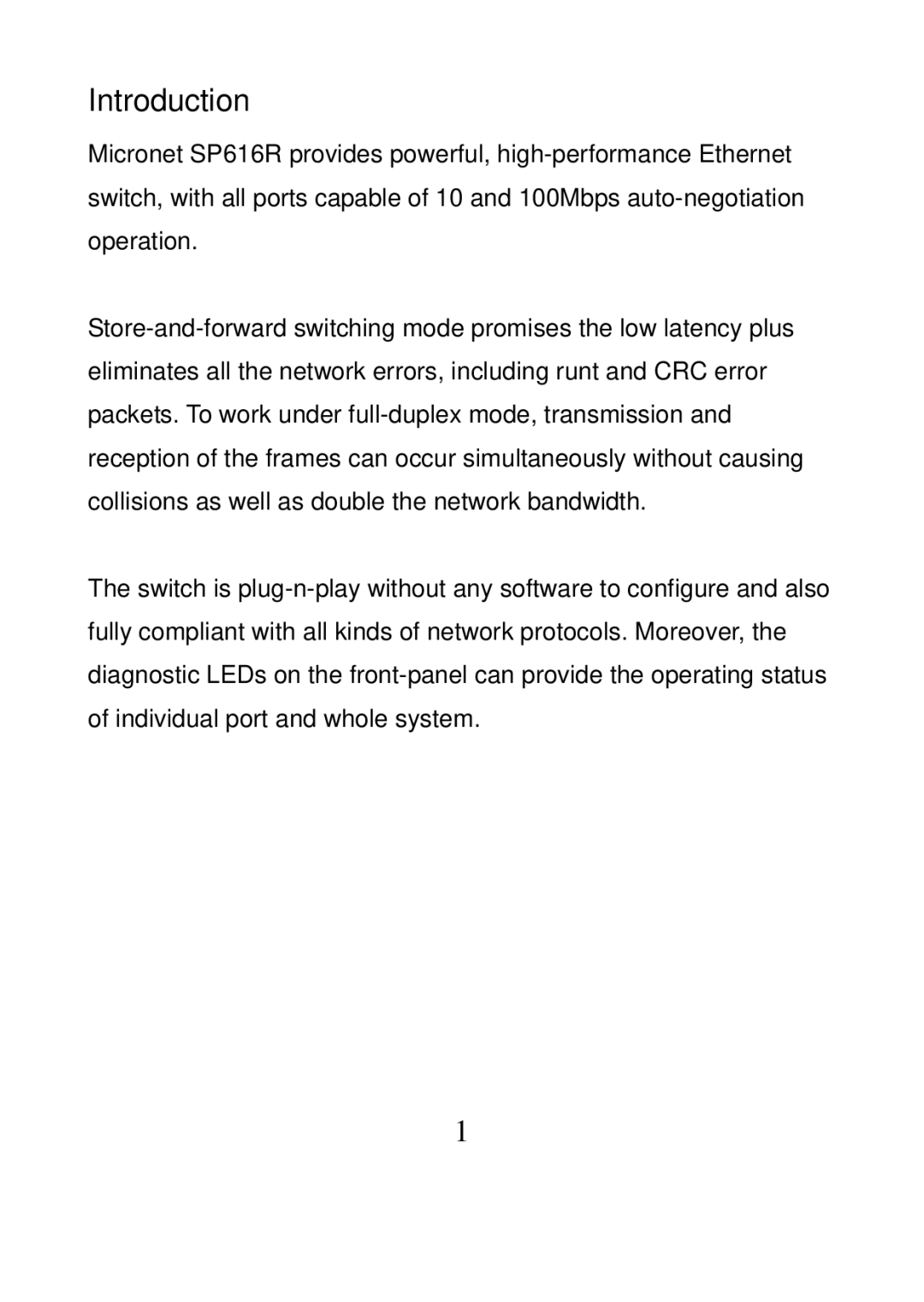 MicroNet Technology SP616R manual Introduction 