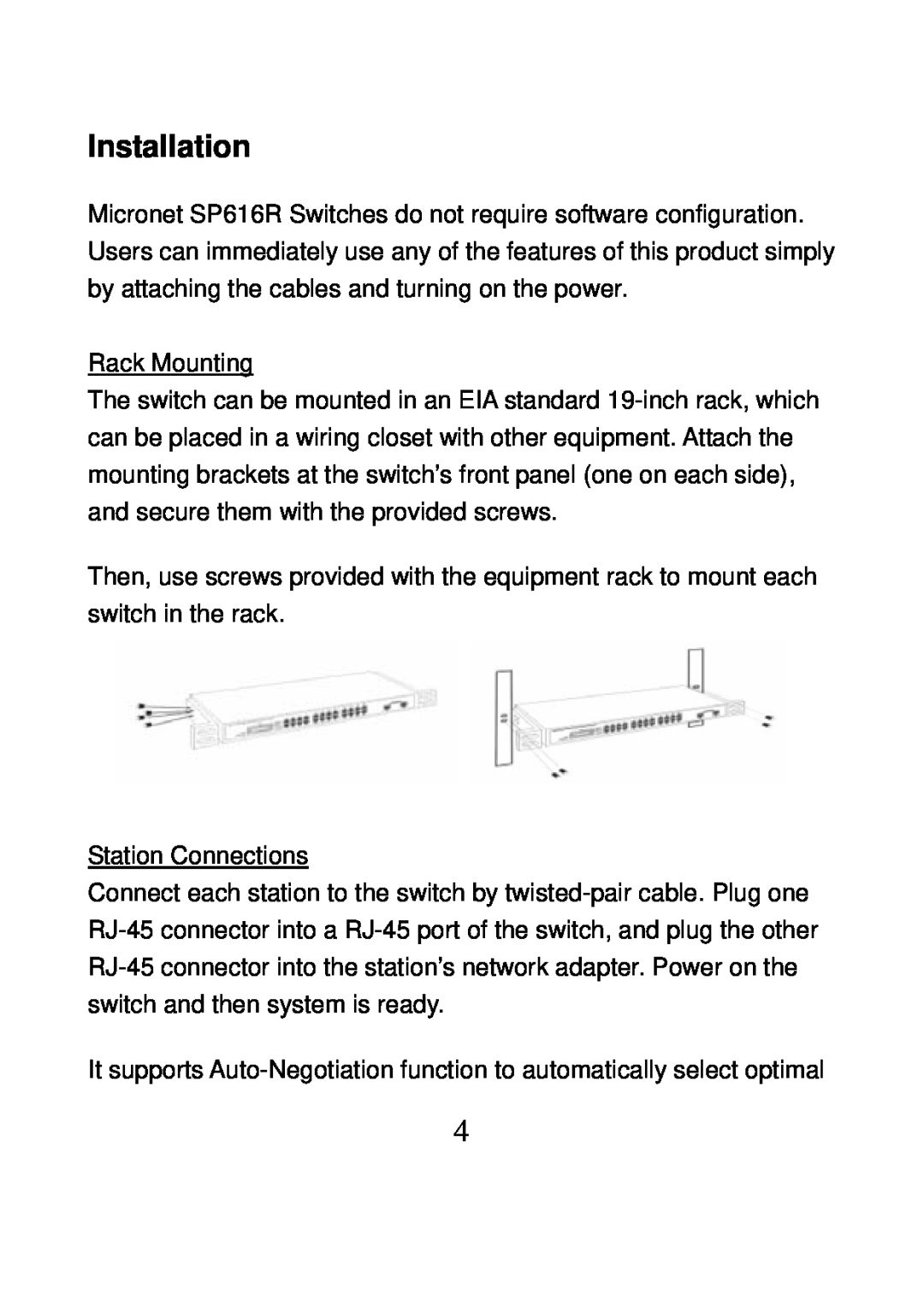 MicroNet Technology SP616R manual Installation 