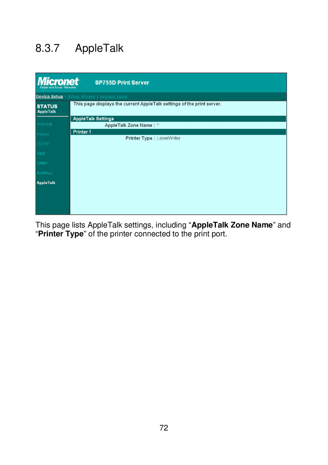 MicroNet Technology SP755D, SP756 user manual AppleTalk 