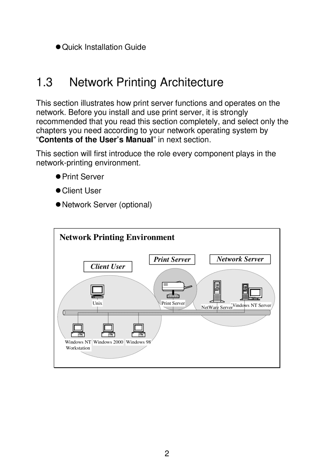 MicroNet Technology SP766W user manual Network Printing Architecture, Network Printing Environment 