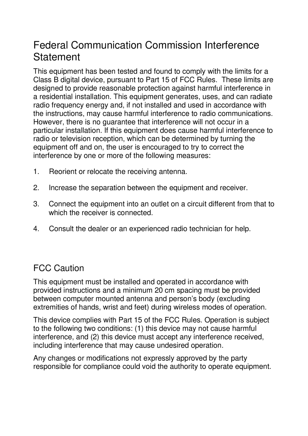 MicroNet Technology SP766W user manual Federal Communication Commission Interference Statement 