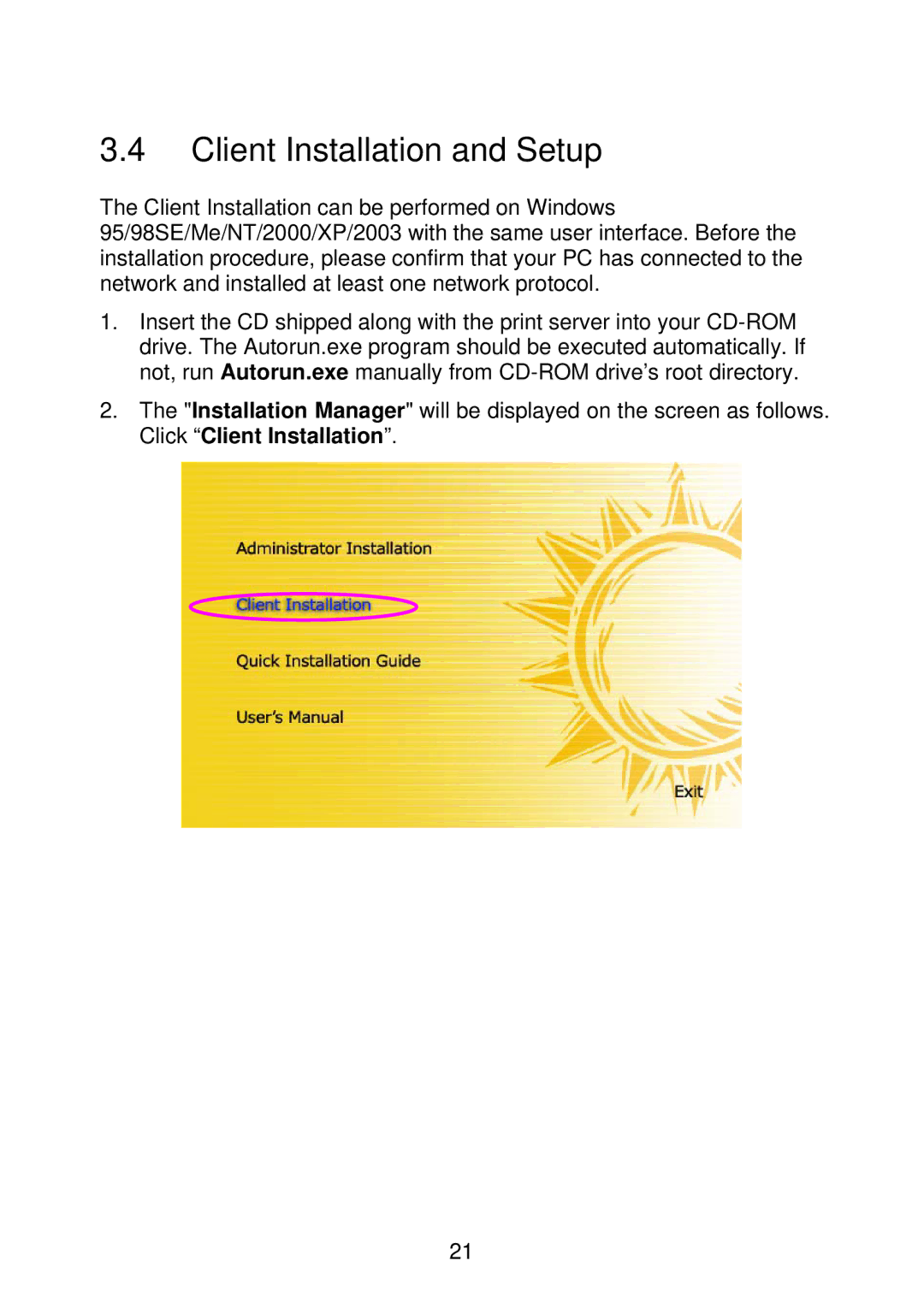 MicroNet Technology SP766W user manual Client Installation and Setup 